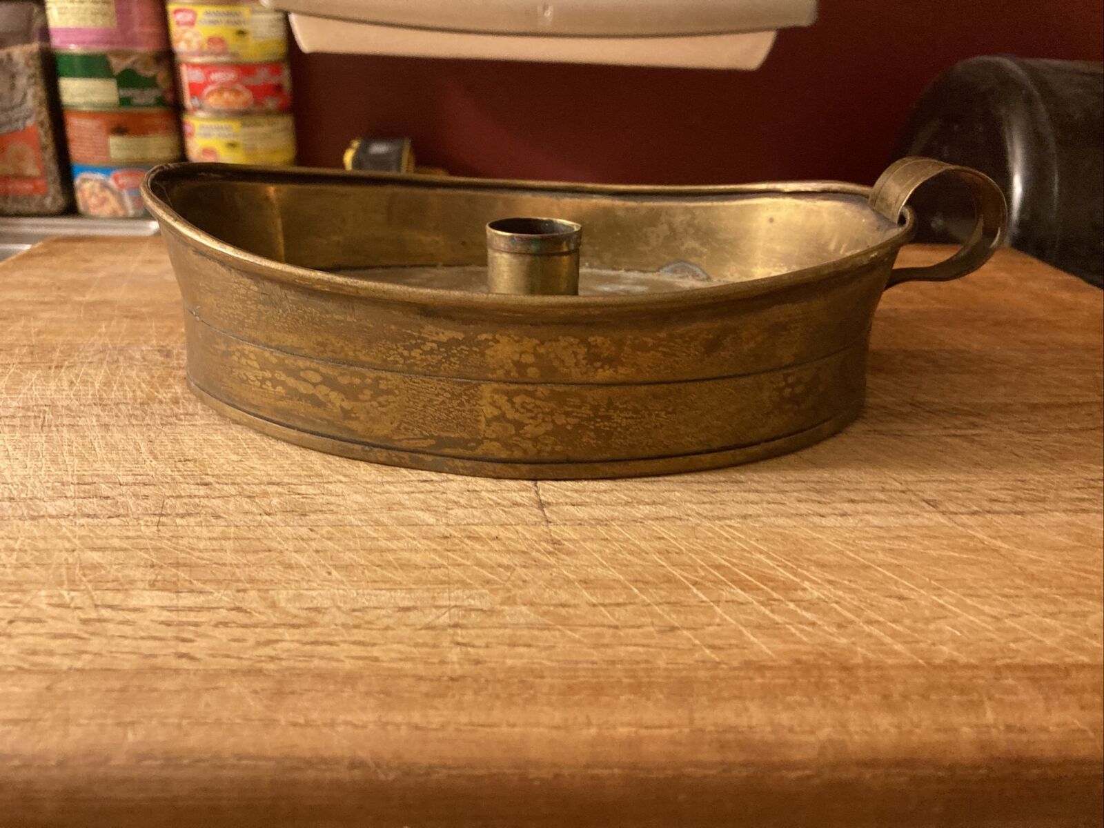 Brass Dutch Chamber Stick Candleholder circa 1700s 8.5”L