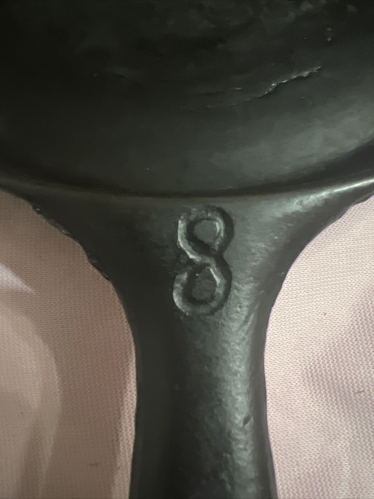 ANTIQUE 1800's #8 CAST IRON SKILLET GATE MARK Lightweight, Thin Walled 3.1 Lbs