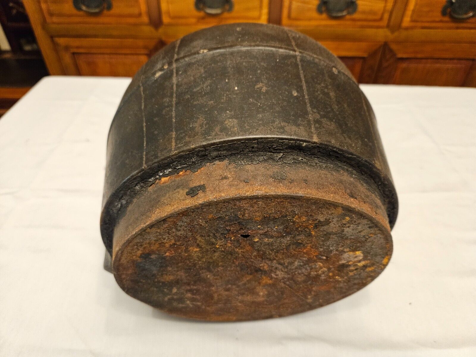 Antique 1800's Large Cast Iron Tea Kettle 10+lb. Bail Handle 13" X 9 1/2"