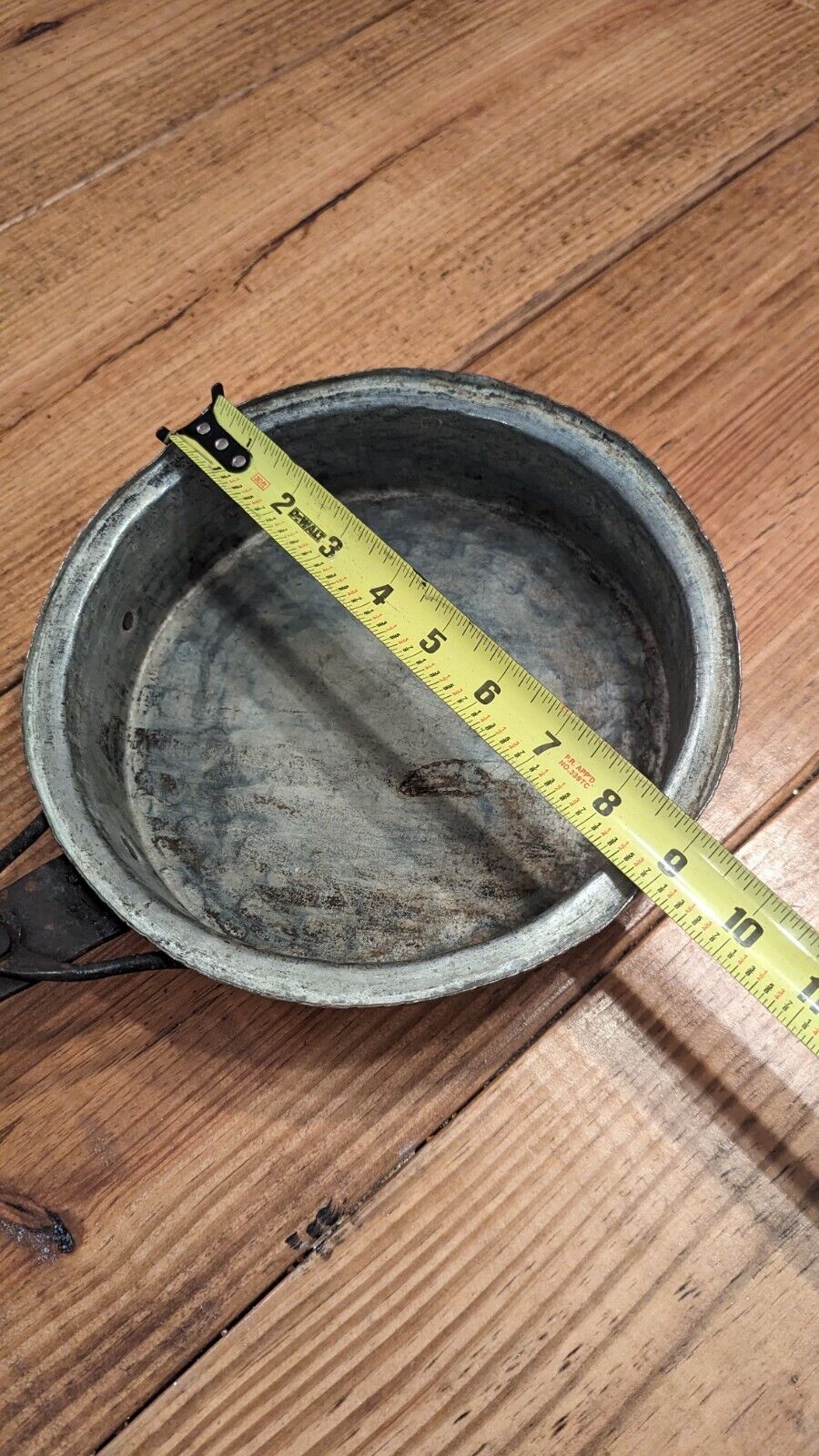 Antique Primitive Copper Skillet 9" Handmade  With Wrought Iron Handle 1800s 