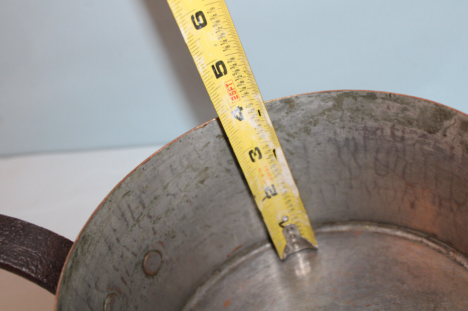 1800's English Copper and Brass Coal POT COOKWARE with HEAVEY DUTY HANDLE