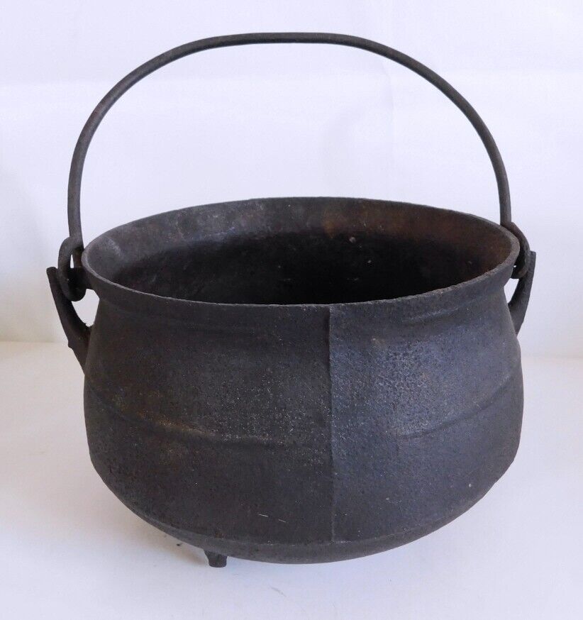 Antique Cast Iron Cauldron Pot Cowboy Campfire Kettle Witch Gypsy 1800s