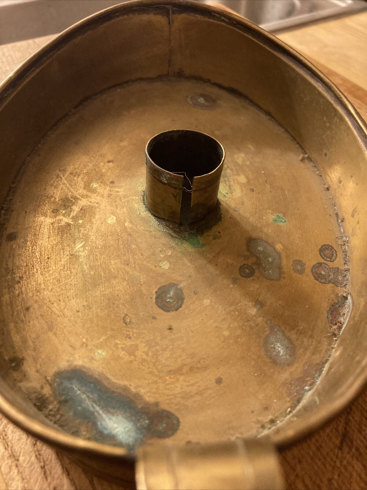 Brass Dutch Chamber Stick Candleholder circa 1700s 8.5”L