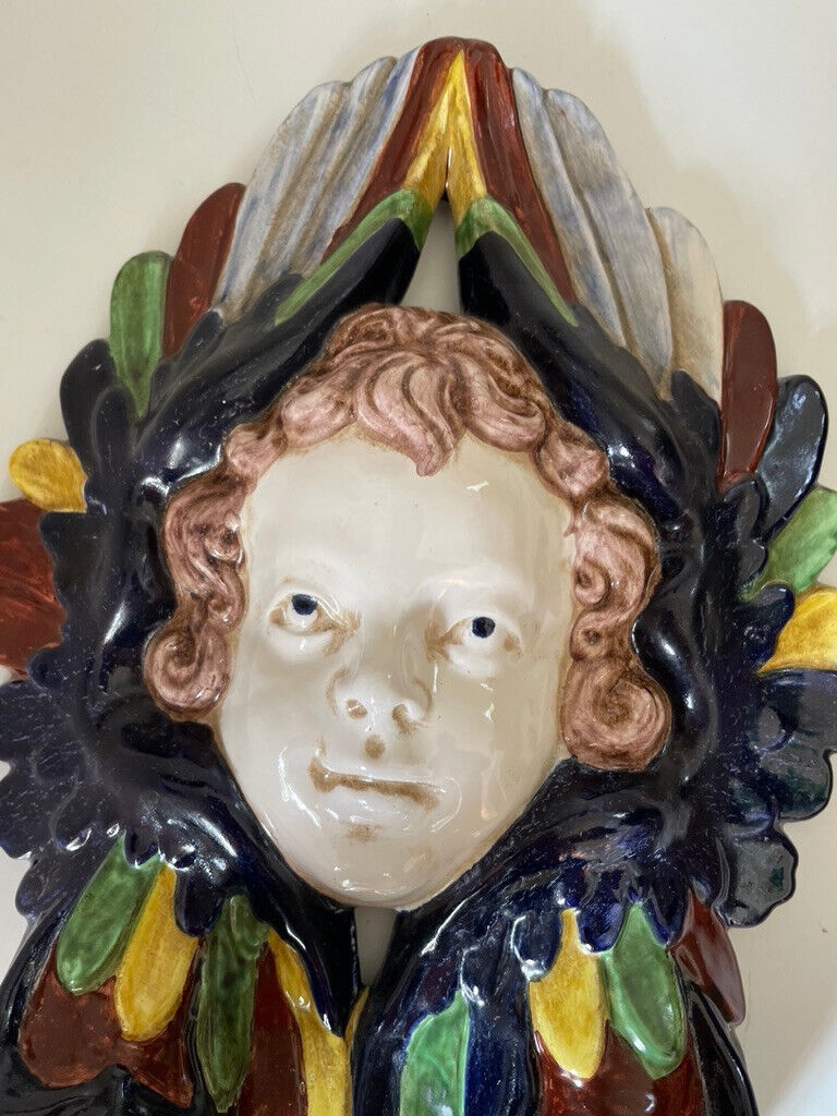 Glazed Ceramic Cherub Wall Candle Sconce Metropolitan Museum of Art Italy FLAW