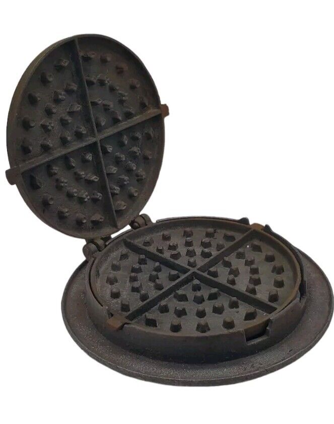 Rare Gate Mark Cast Iron Waffle Maker with Base Good Condition 1800's?