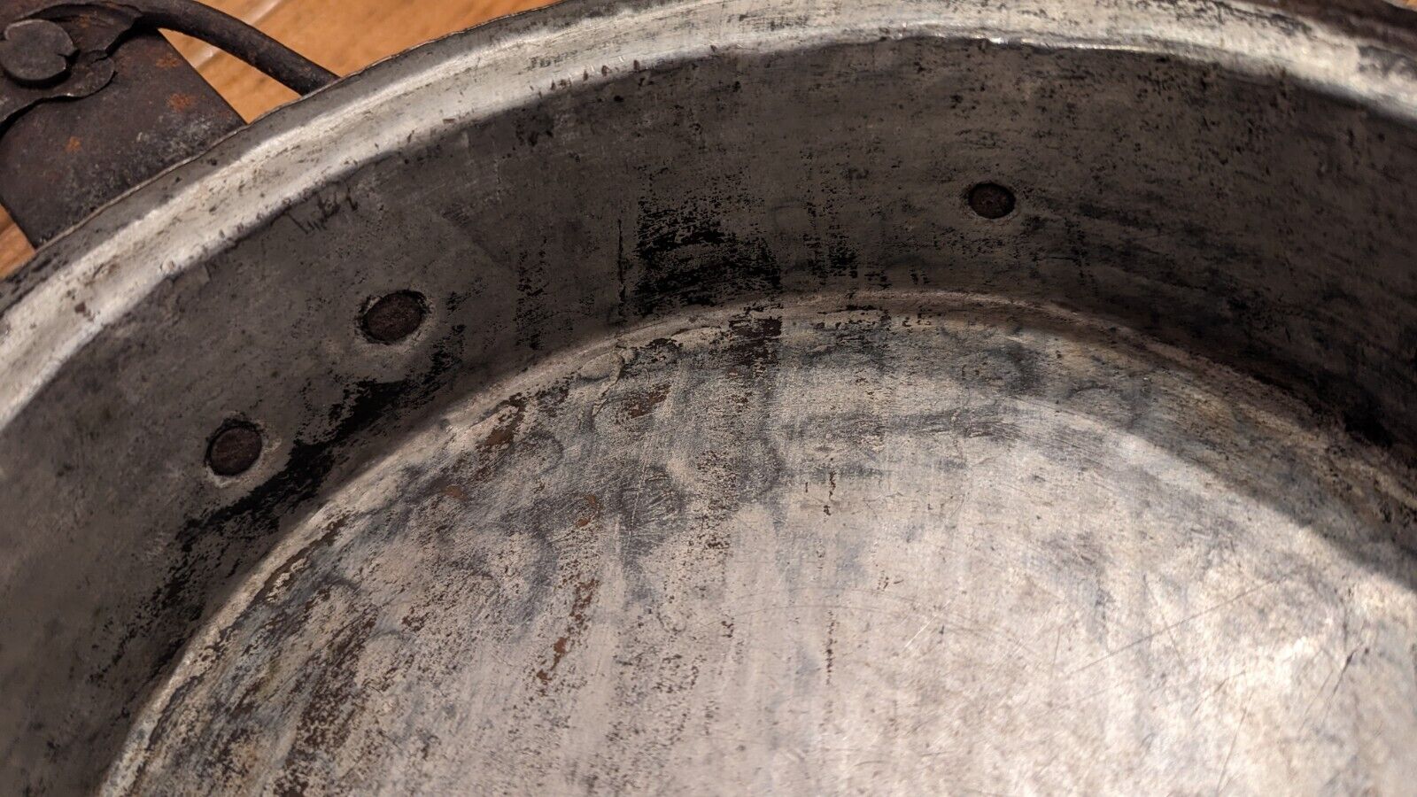 Antique Primitive Copper Skillet 9" Handmade  With Wrought Iron Handle 1800s 