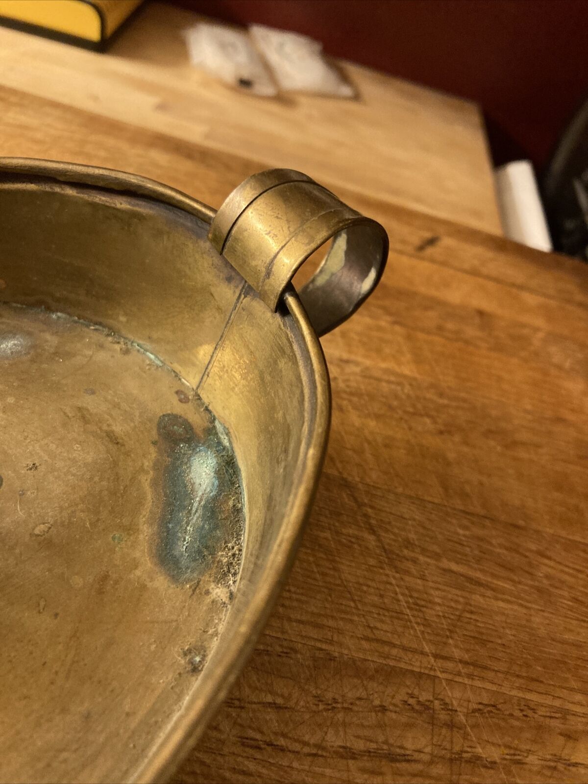 Brass Dutch Chamber Stick Candleholder circa 1700s 8.5”L