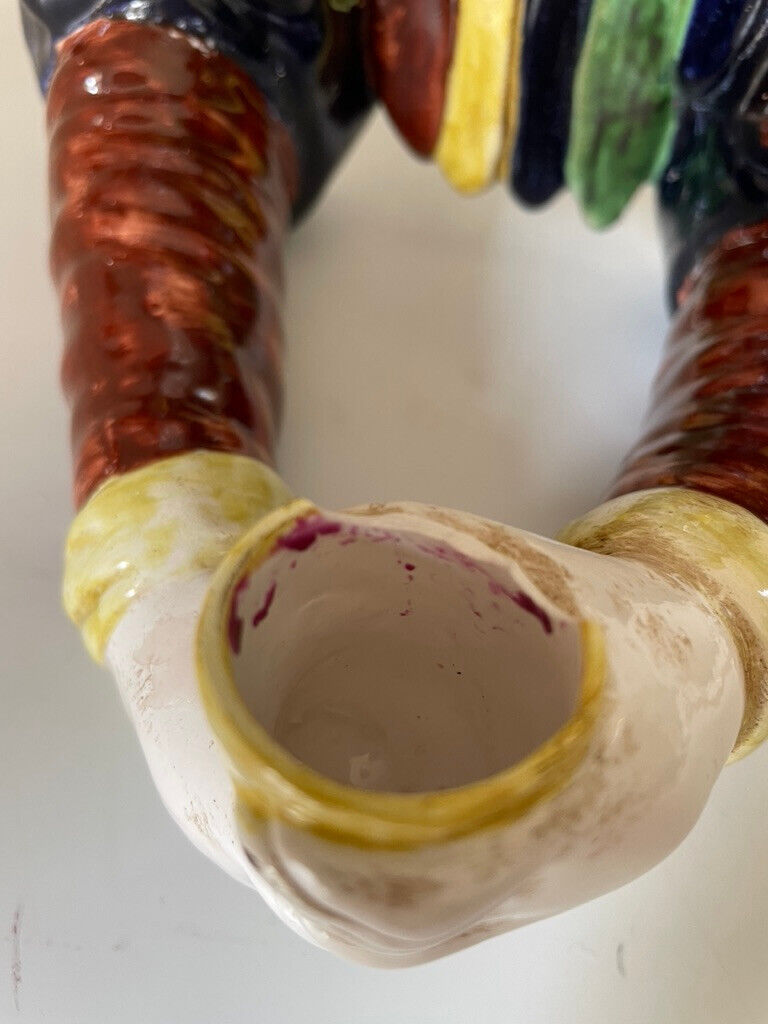 Glazed Ceramic Cherub Wall Candle Sconce Metropolitan Museum of Art Italy FLAW