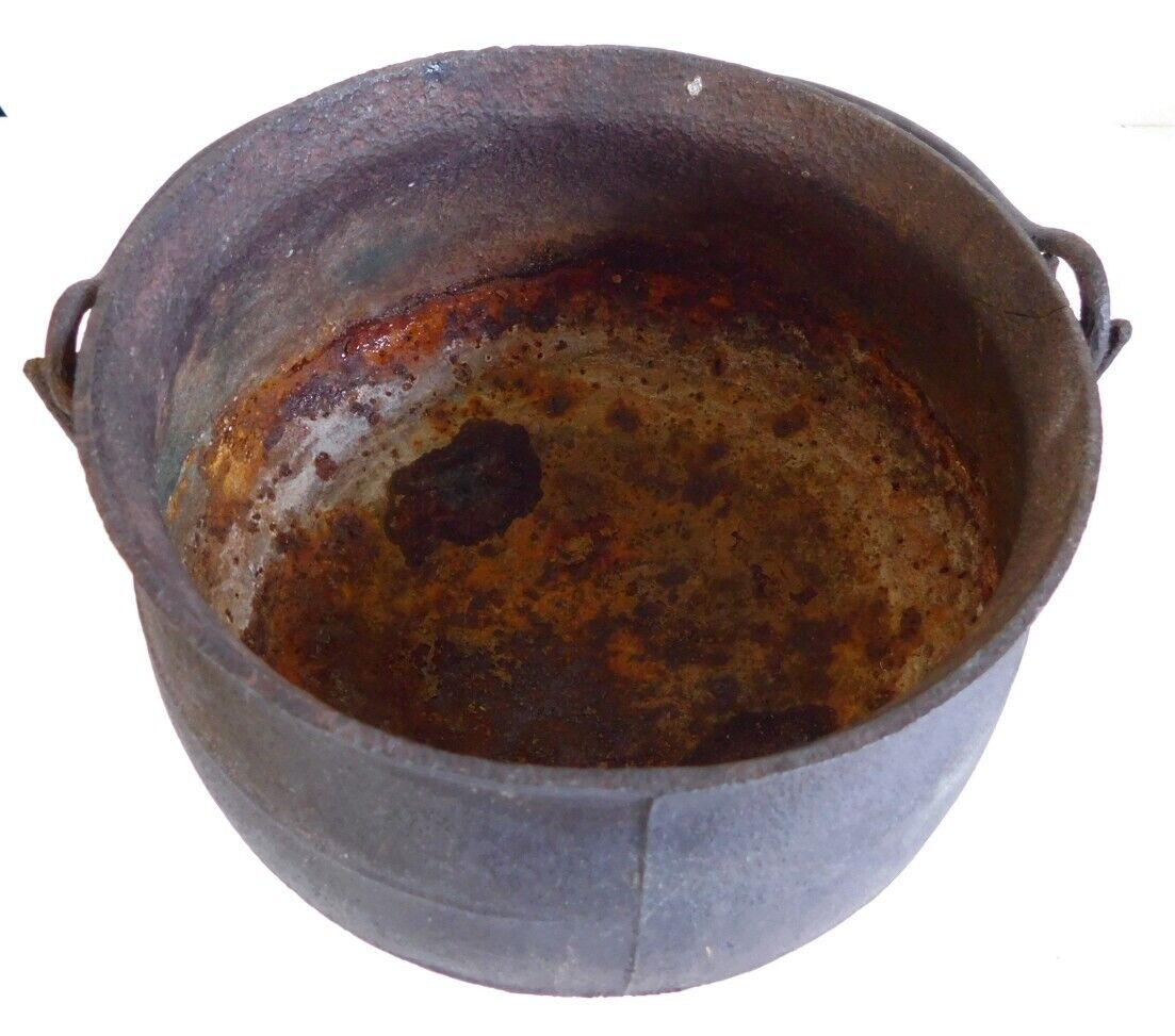 Antique Cast Iron Cauldron Pot Cowboy Campfire Kettle Witch Gypsy 1800s
