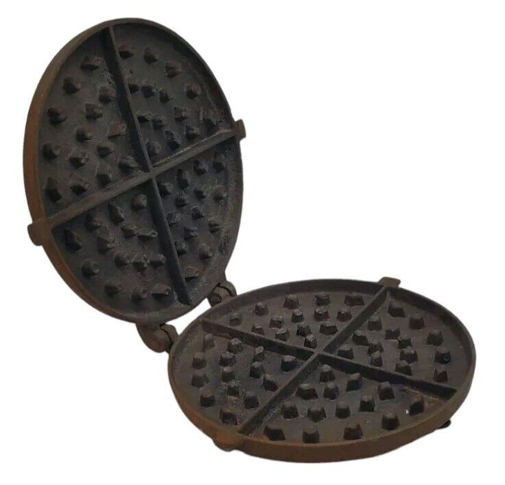 Rare Gate Mark Cast Iron Waffle Maker with Base Good Condition 1800's?