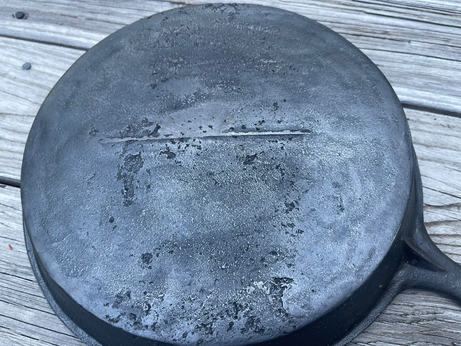 Antique 1800's Cast Iron 11 1/2" Skillet Gate Mark Point Handle 1 Spout Camping