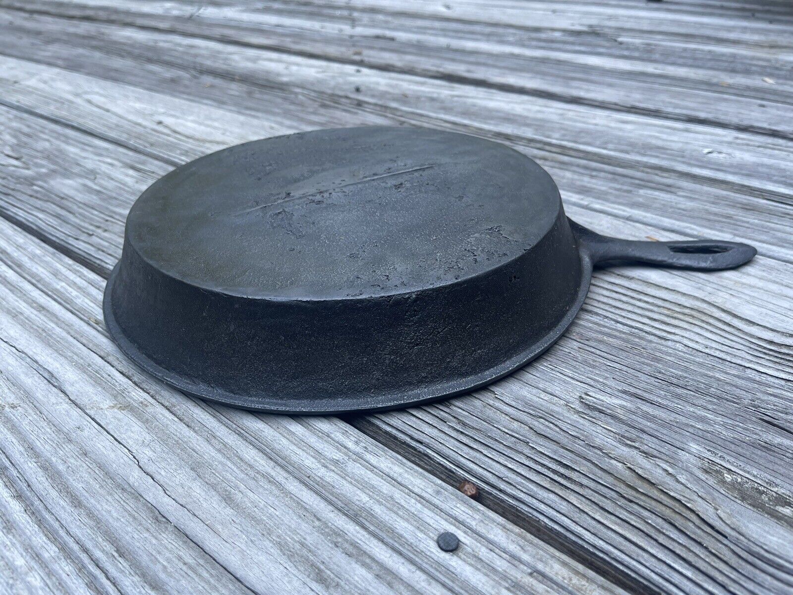 Antique 1800's Cast Iron 11 1/2" Skillet Gate Mark Point Handle 1 Spout Camping