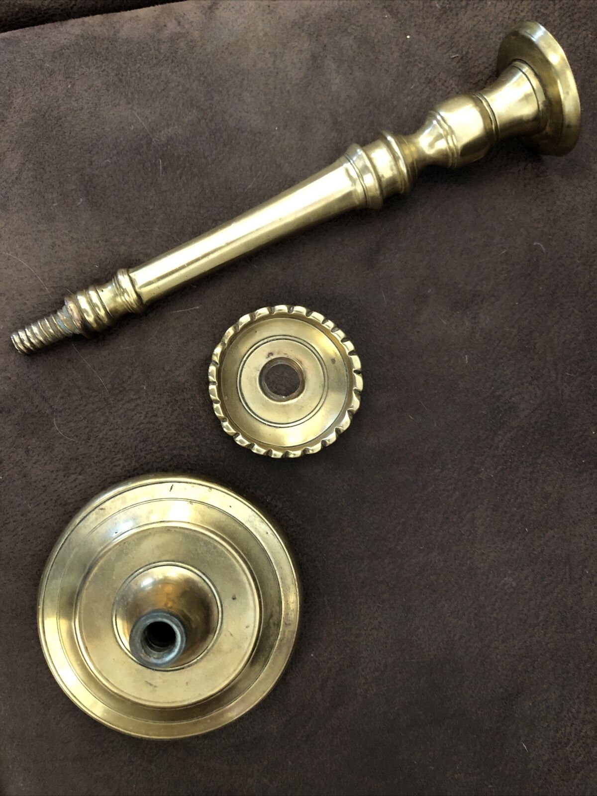 LARGE HEAVY EUROPEAN BRASS CANDLESTICK MID 18TH CENTURY