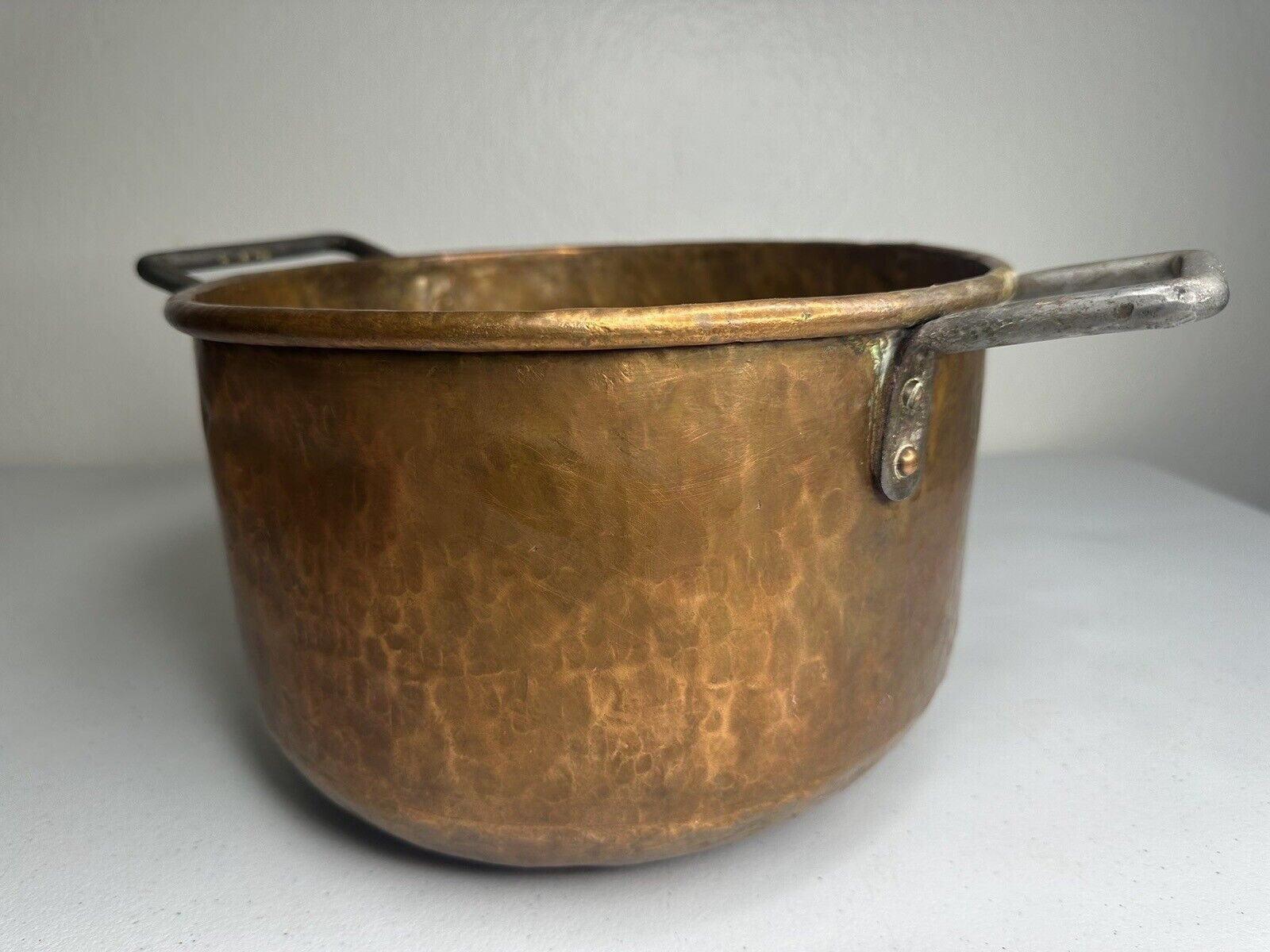 Early 1800s Hand Hammered French Copper Stew Pot, Dovetail Joints 10.5" Cookware