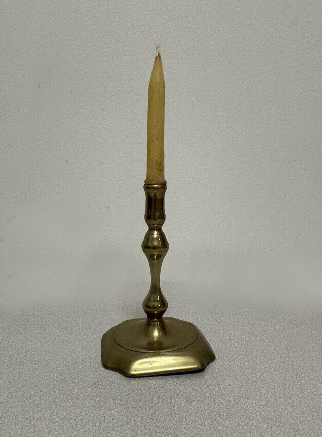 RARE diminutive 18th century brass candlestick, Birmingham, England, circa 1760