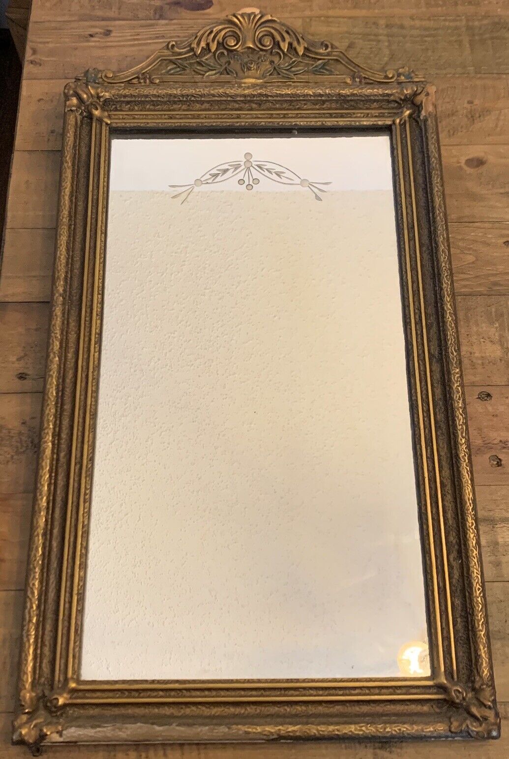 Antique Desk Mirror With Beautiful Frame! Vintage 1900’s 12.5” x 24”