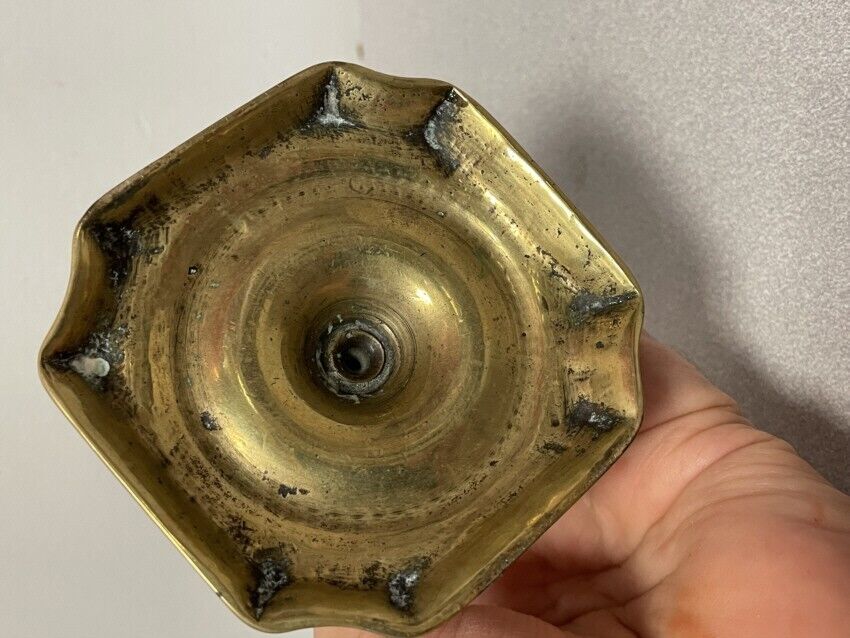 RARE diminutive 18th century brass candlestick, Birmingham, England, circa 1760