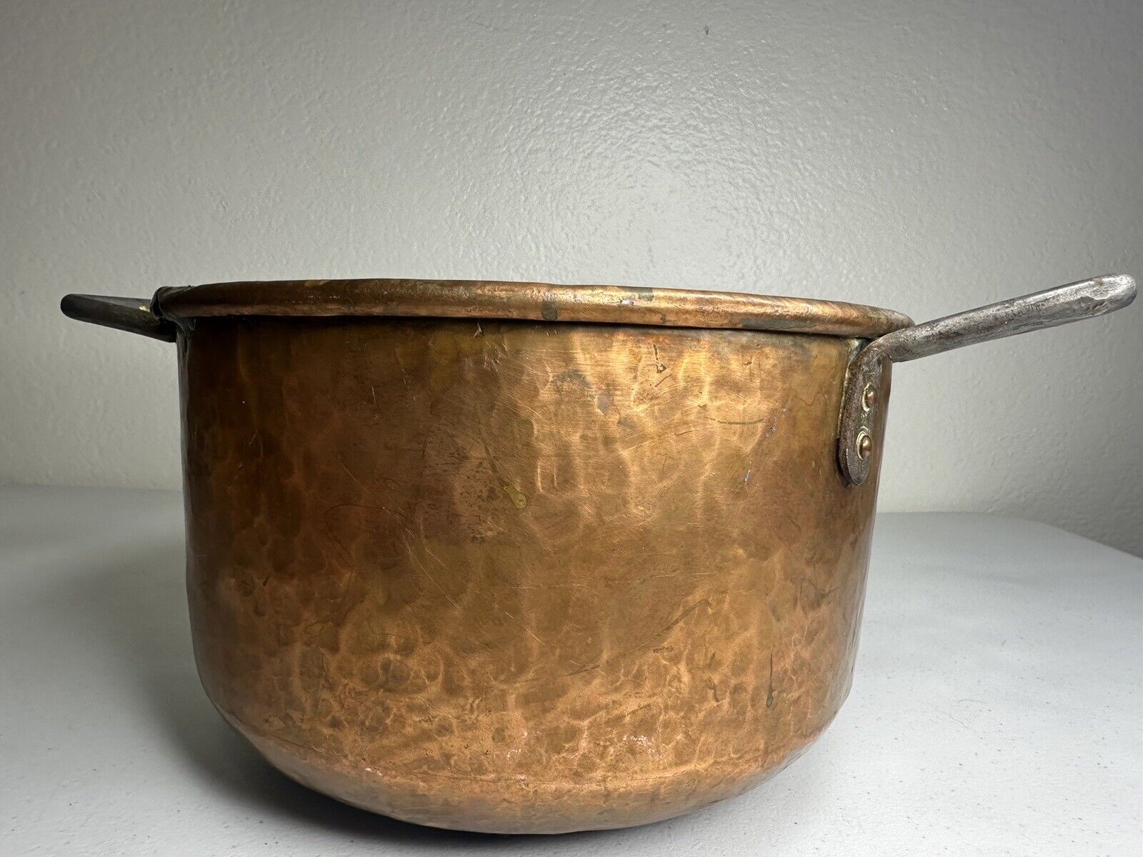 Early 1800s Hand Hammered French Copper Stew Pot, Dovetail Joints 10.5" Cookware