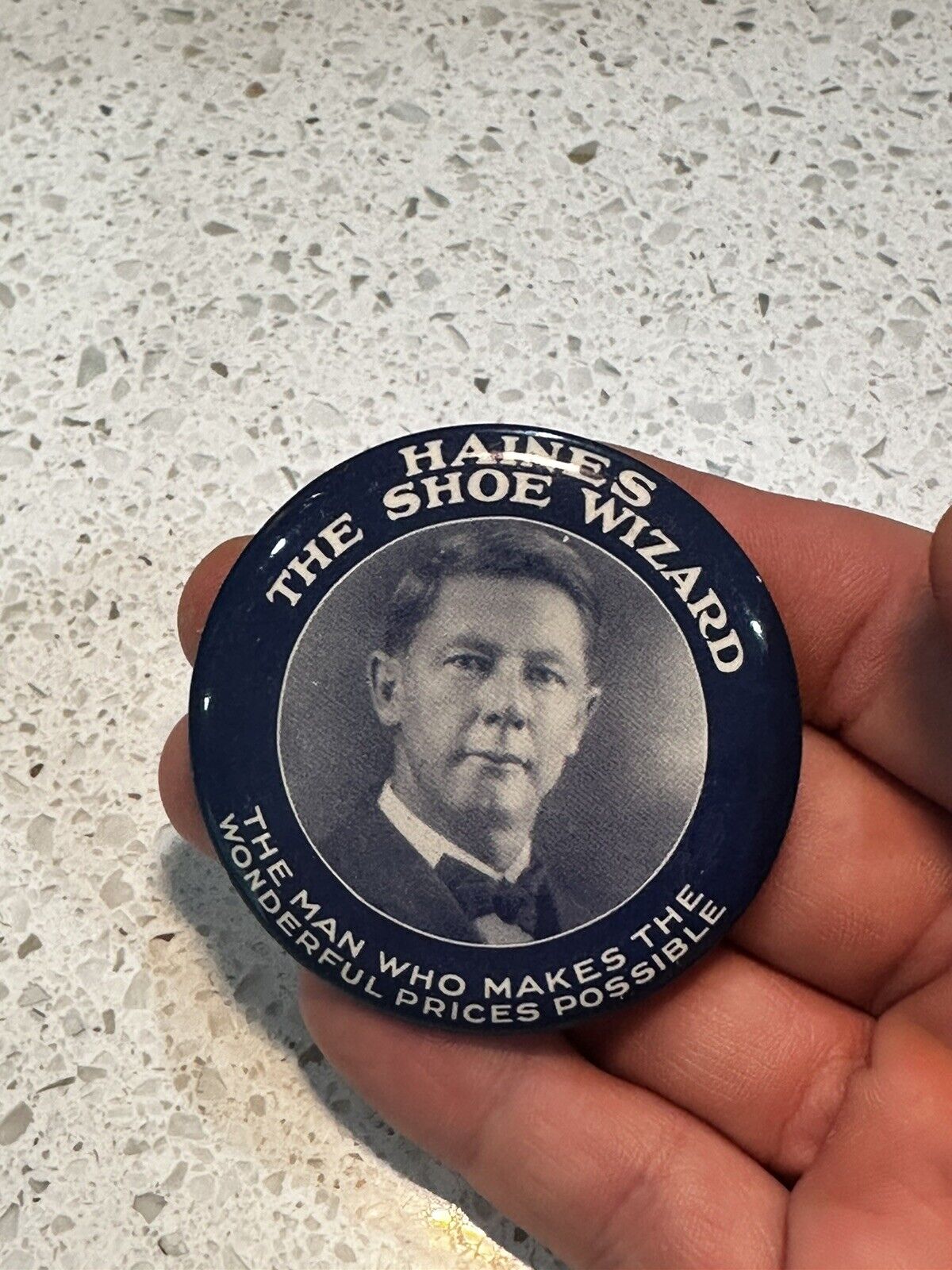 Vintage Early 1900s Haines The Shoe Wizard Celluloid Plastic Advertising Mirror