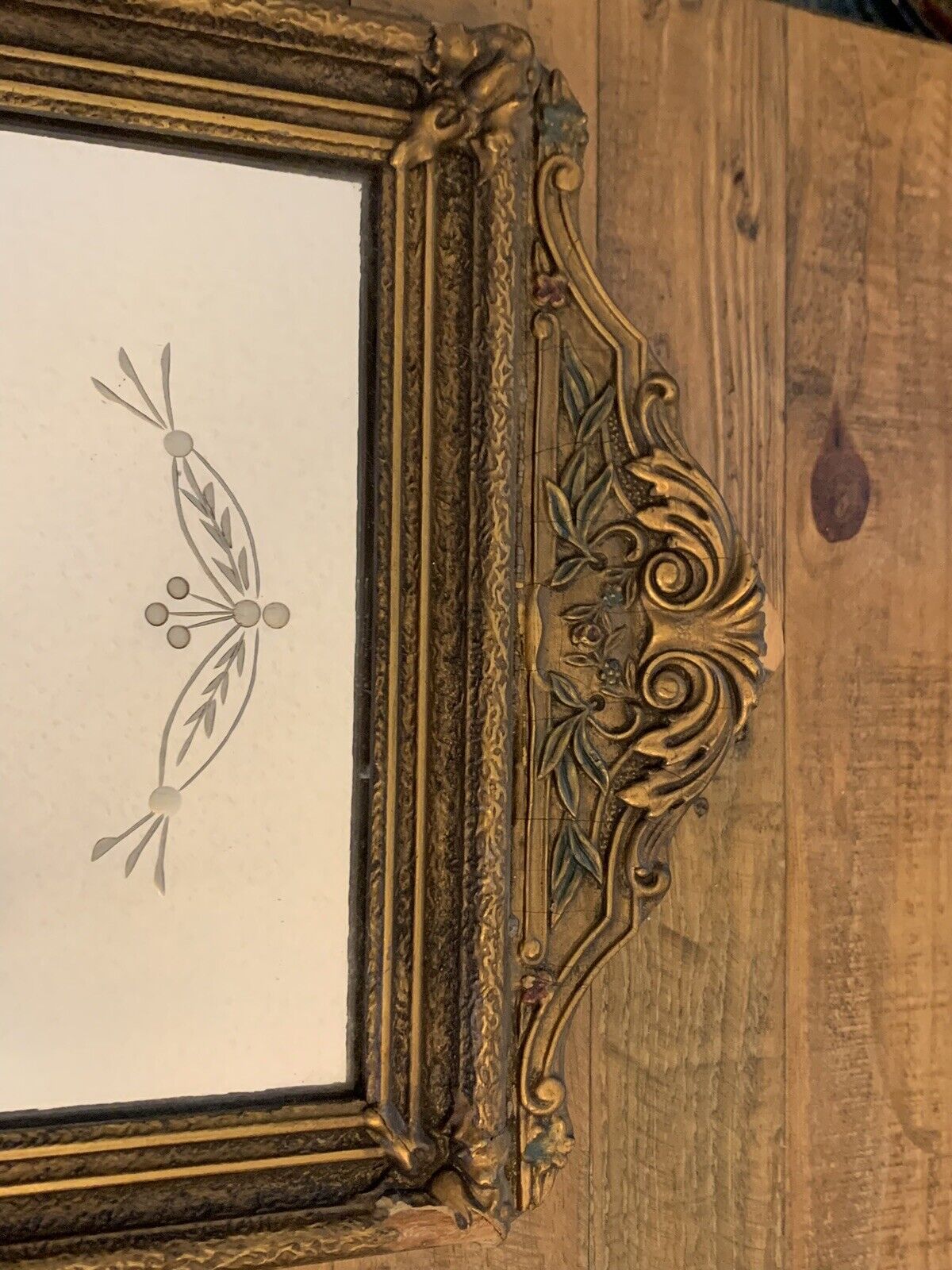 Antique Desk Mirror With Beautiful Frame! Vintage 1900’s 12.5” x 24”