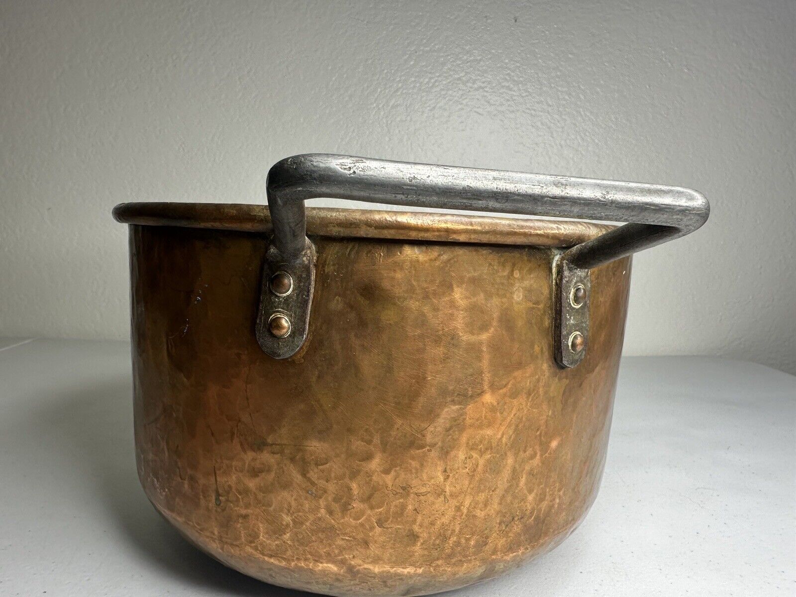 Early 1800s Hand Hammered French Copper Stew Pot, Dovetail Joints 10.5" Cookware