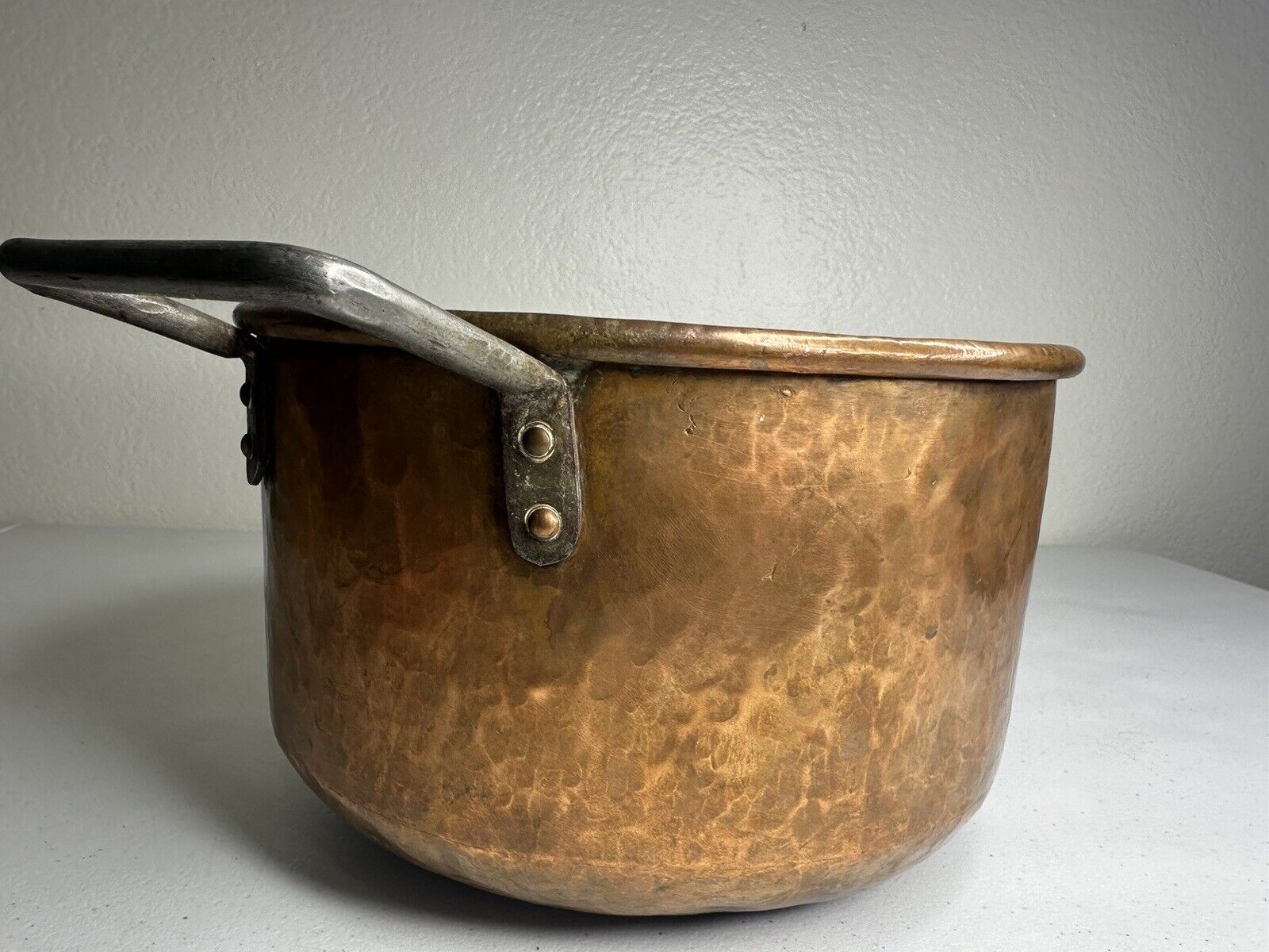 Early 1800s Hand Hammered French Copper Stew Pot, Dovetail Joints 10.5" Cookware