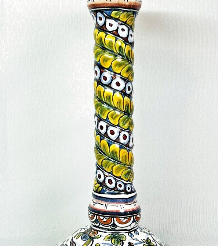 Ceramica SECXVII Conimbriga Portugal Ceramic Candlestick Holder Rabbit Bird 9”