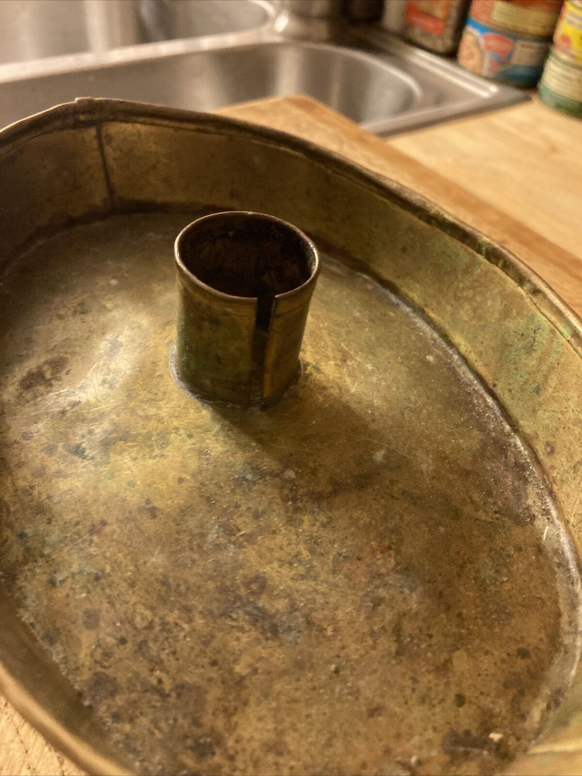 Brass Dutch Chamber Stick Candleholder circa 1700s 9”L