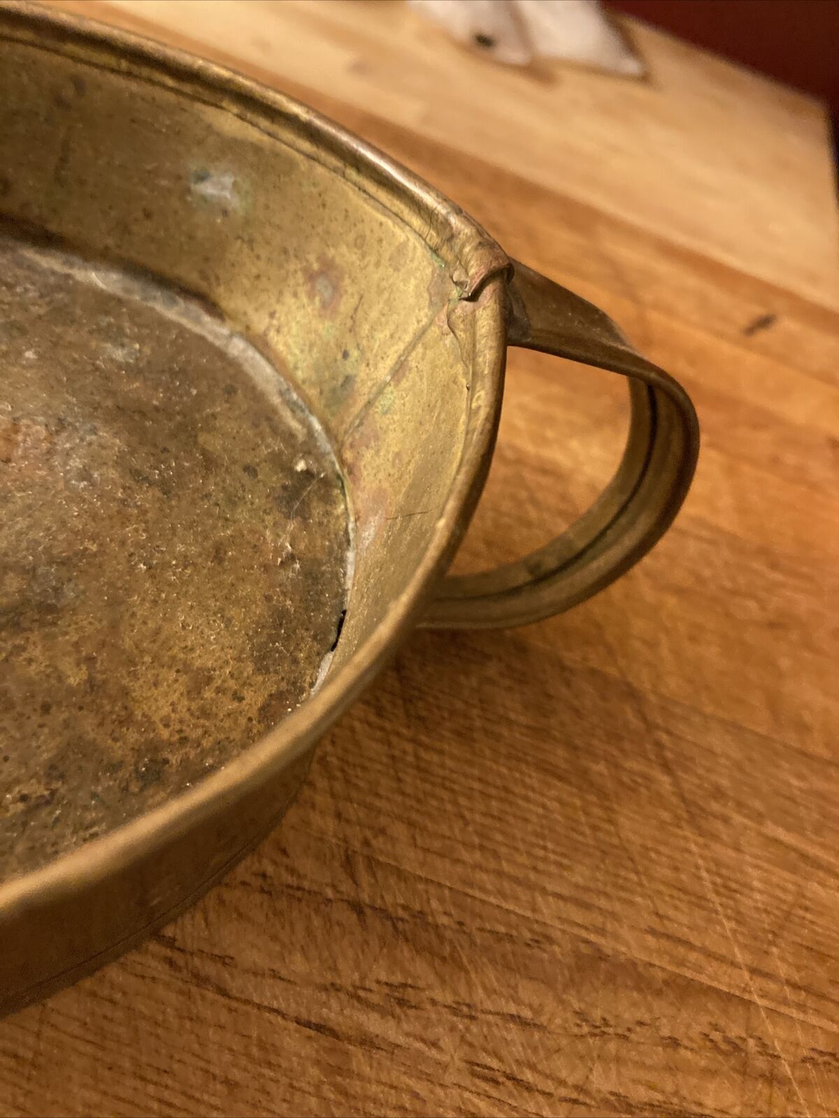 Brass Dutch Chamber Stick Candleholder circa 1700s 9”L