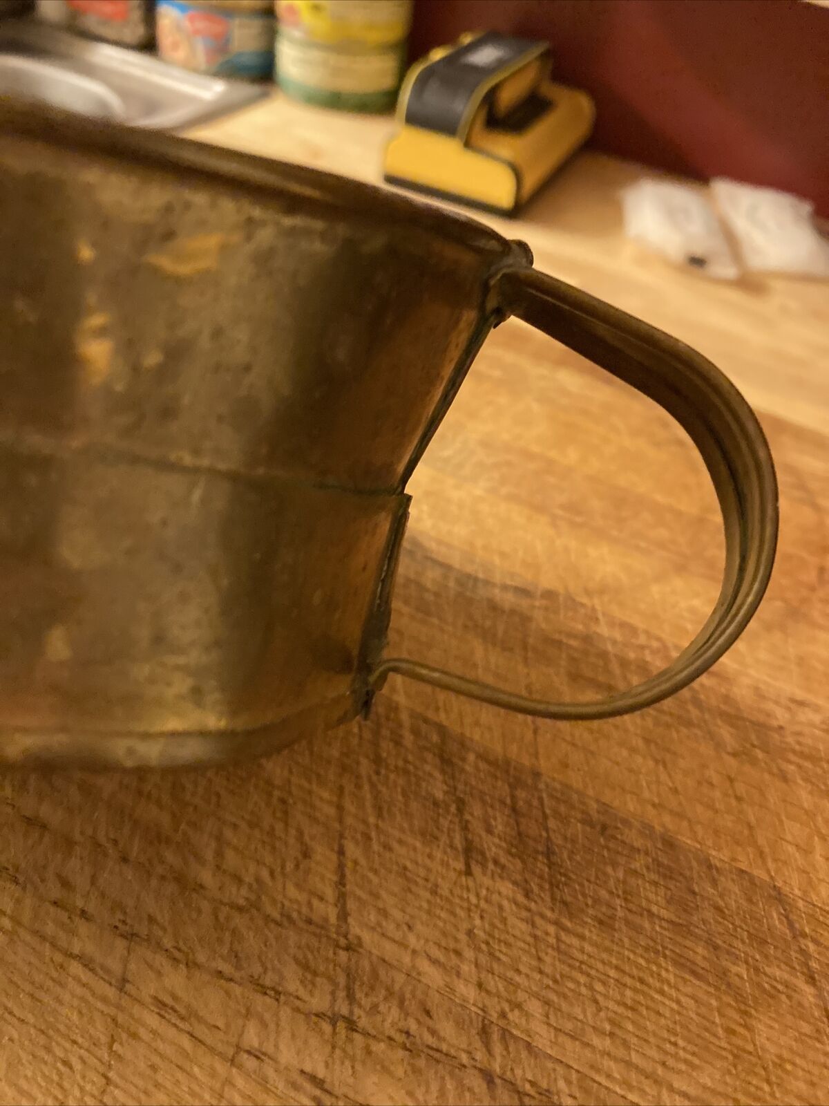 Brass Dutch Chamber Stick Candleholder circa 1700s 9”L