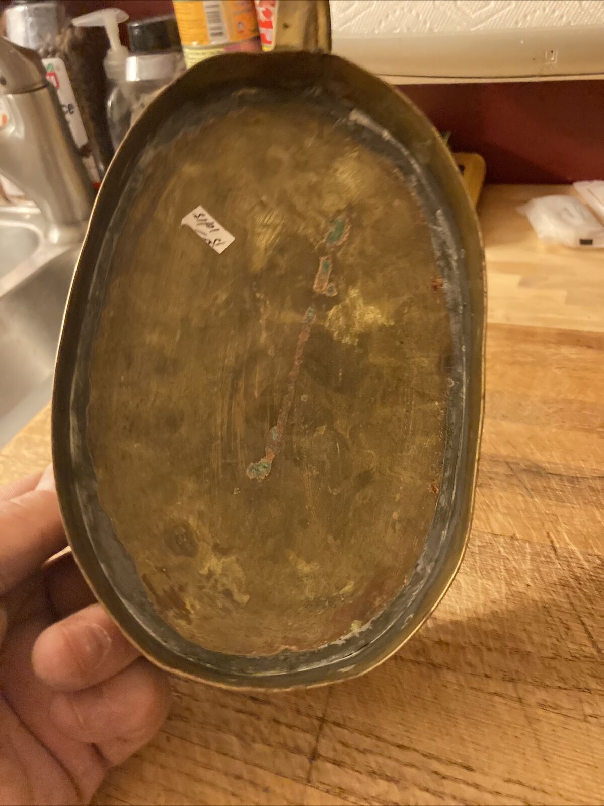 Brass Dutch Chamber Stick Candleholder circa 1700s 9”L