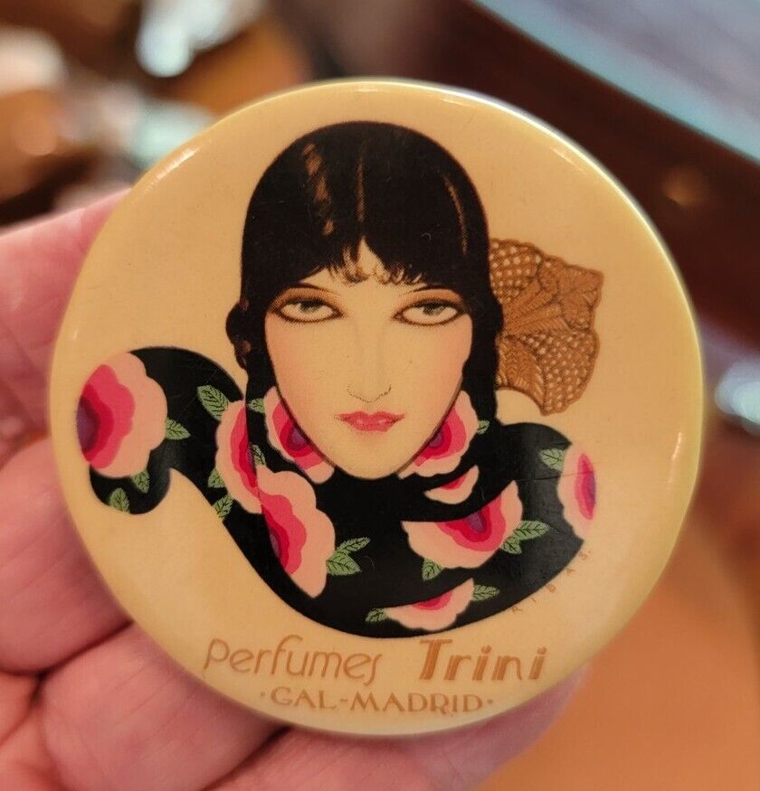 *Early 1900's TRINI PERFUMES Pocket Advertising Mirror