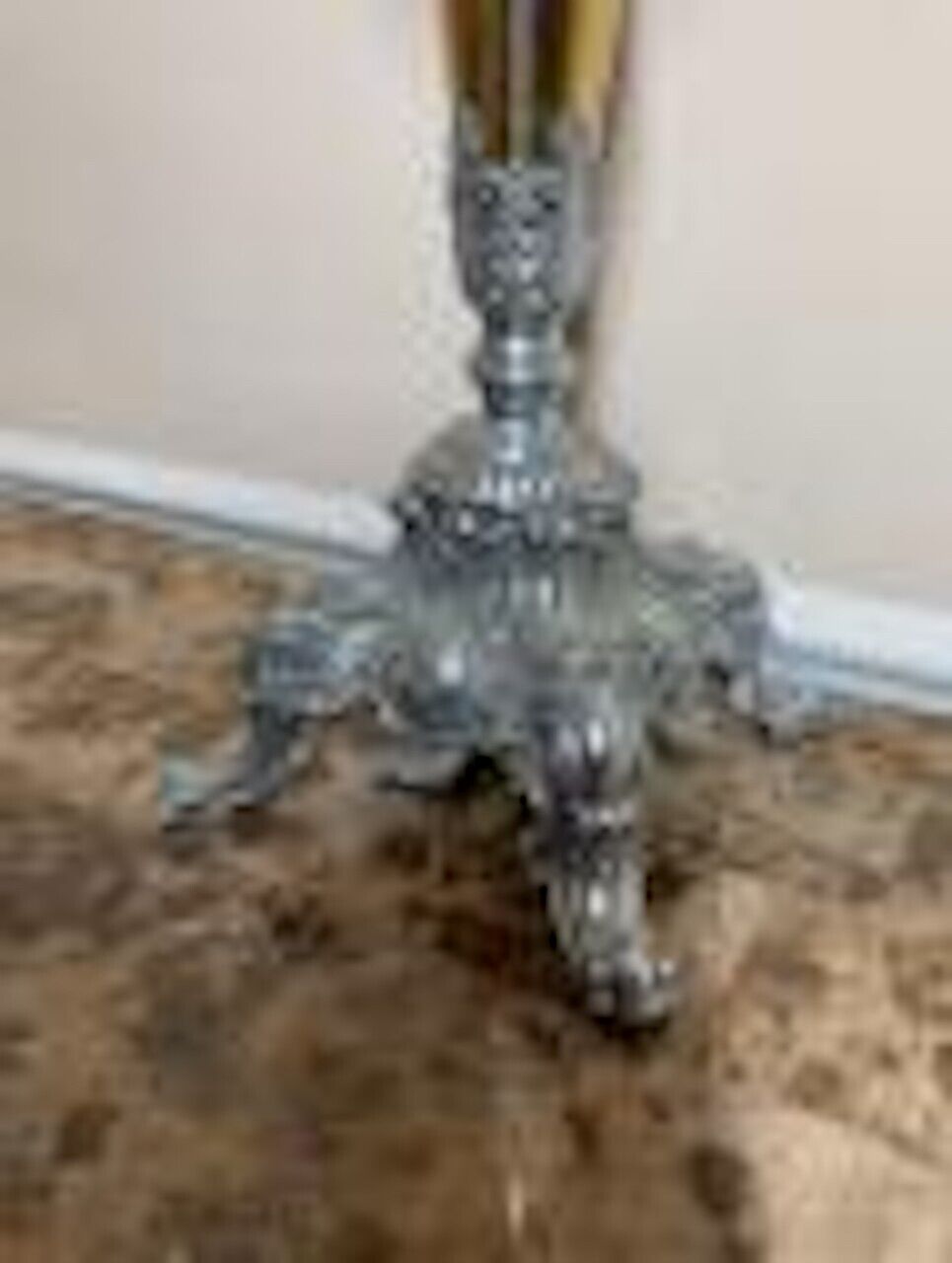 Antique Ornate Single-Bulb Electric Silver And Gold Tone Table Lamp