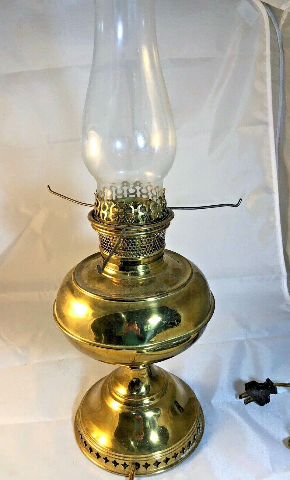 Antique 1900's Rayo Brass Oil Lamp, Electric w/o shade 12' Height Tested / Works