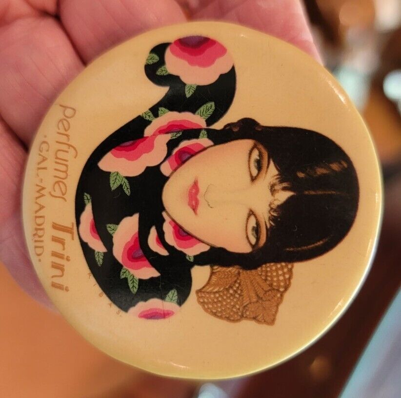 *Early 1900's TRINI PERFUMES Pocket Advertising Mirror 