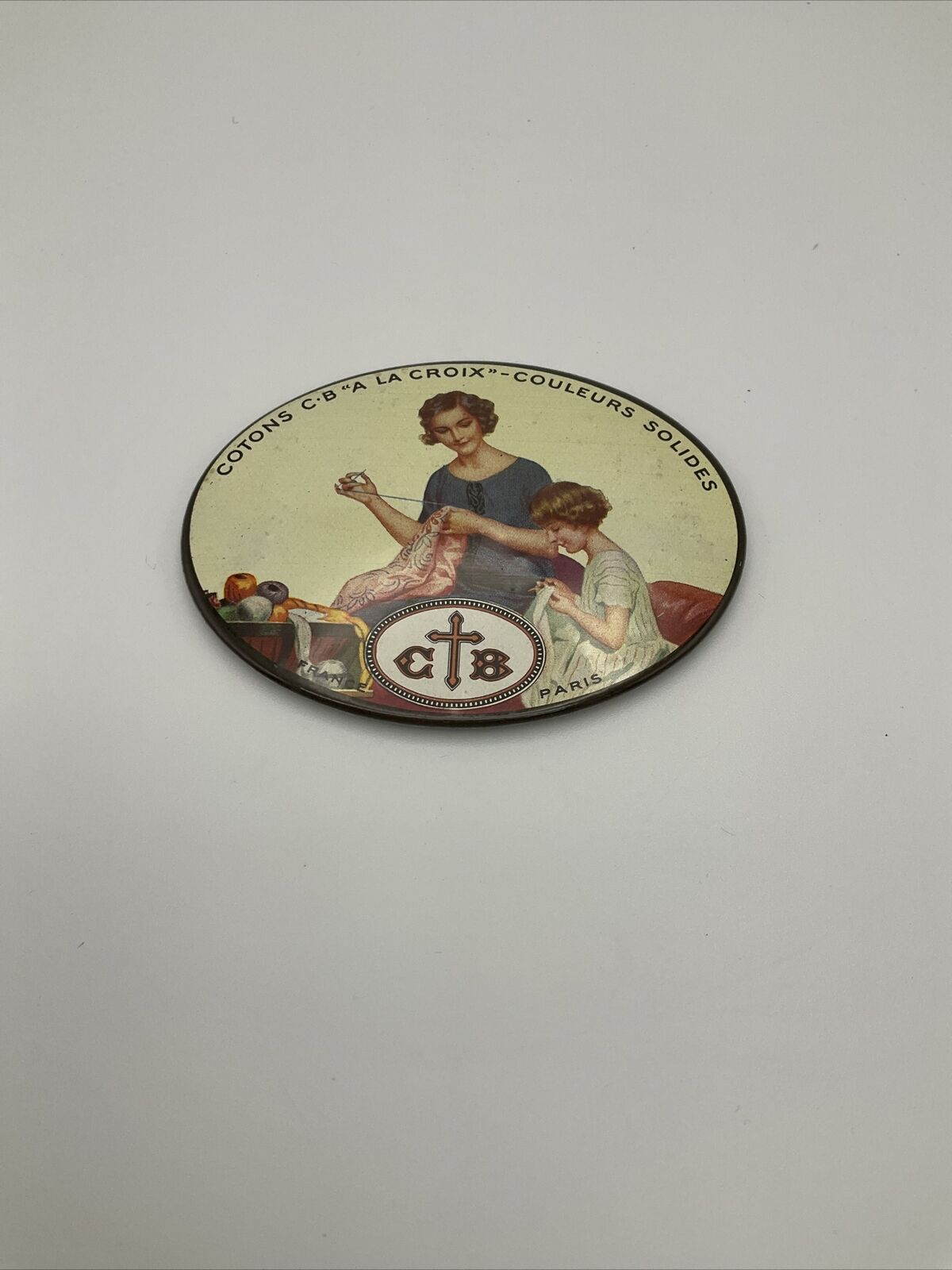 Very Rare Early 1900 French Sewing Threads Advertising Pocket Mirror, Paris