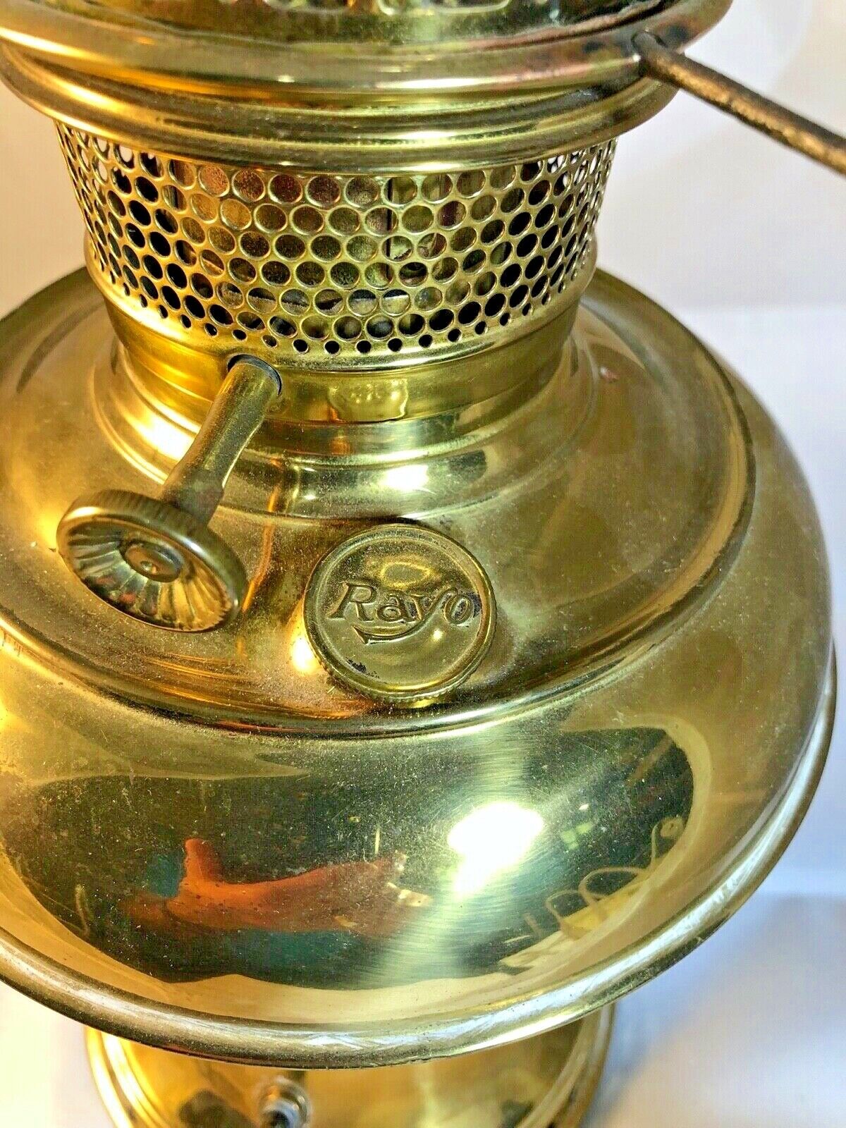 Antique 1900's Rayo Brass Oil Lamp, Electric w/o shade 12' Height Tested / Works