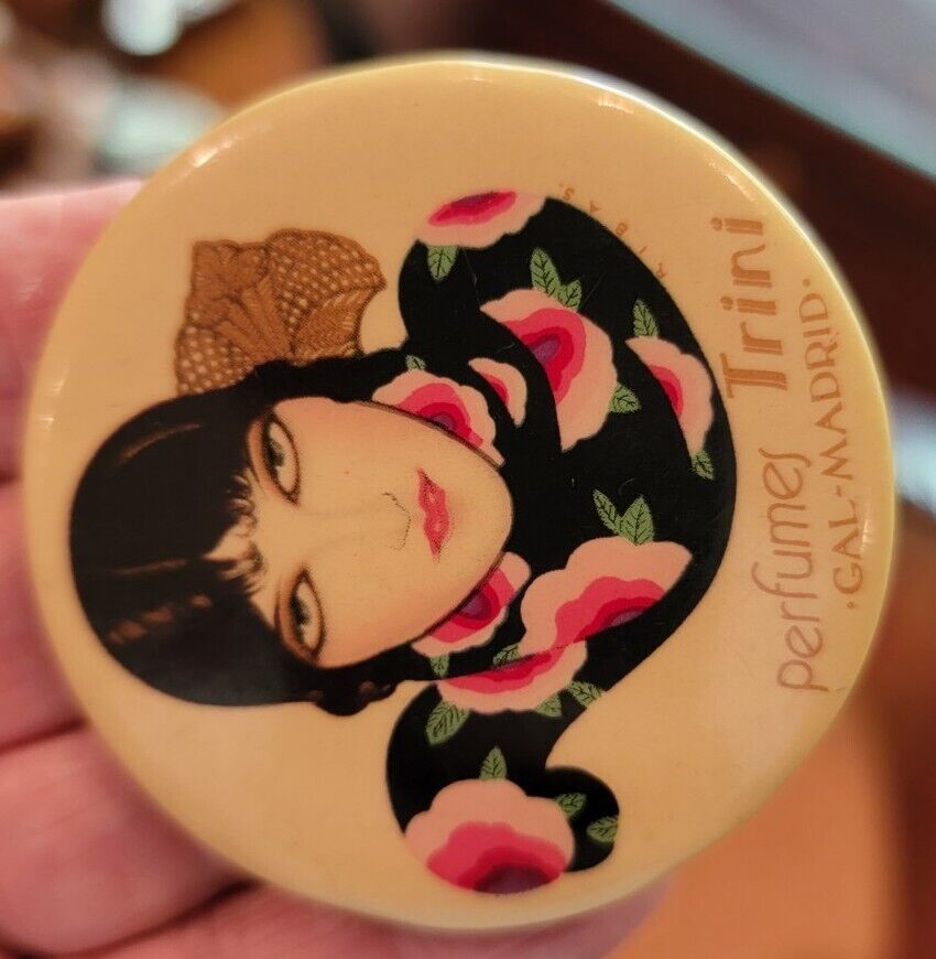 *Early 1900's TRINI PERFUMES Pocket Advertising Mirror 