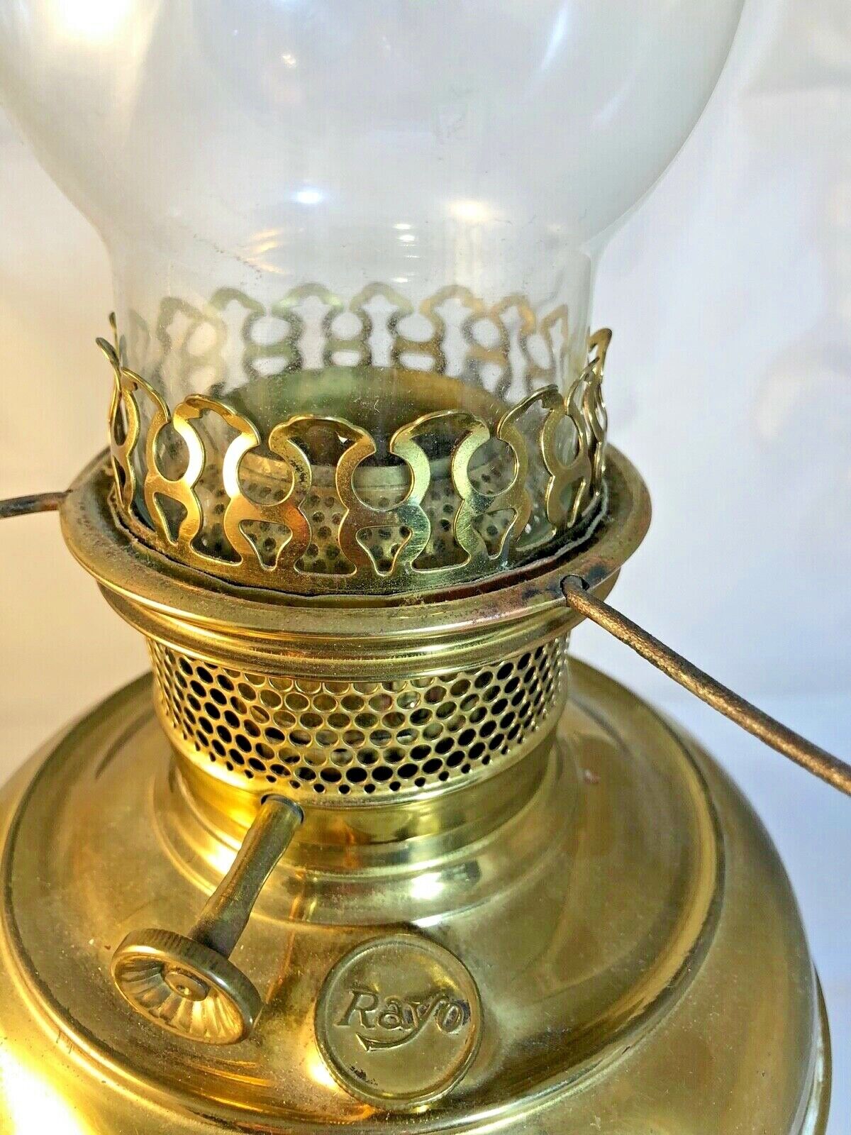 Antique 1900's Rayo Brass Oil Lamp, Electric w/o shade 12' Height Tested / Works