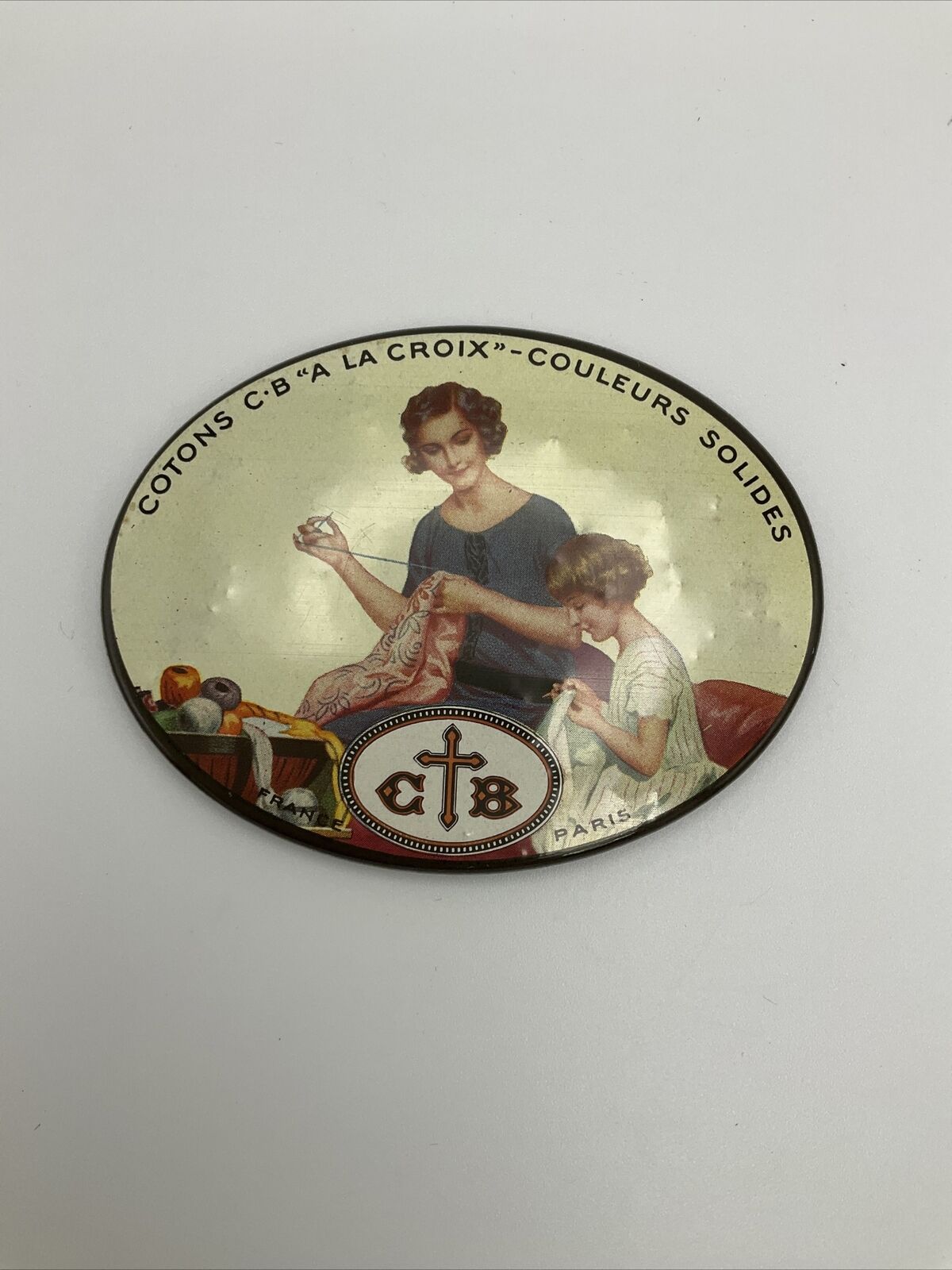 Very Rare Early 1900 French Sewing Threads Advertising Pocket Mirror, Paris
