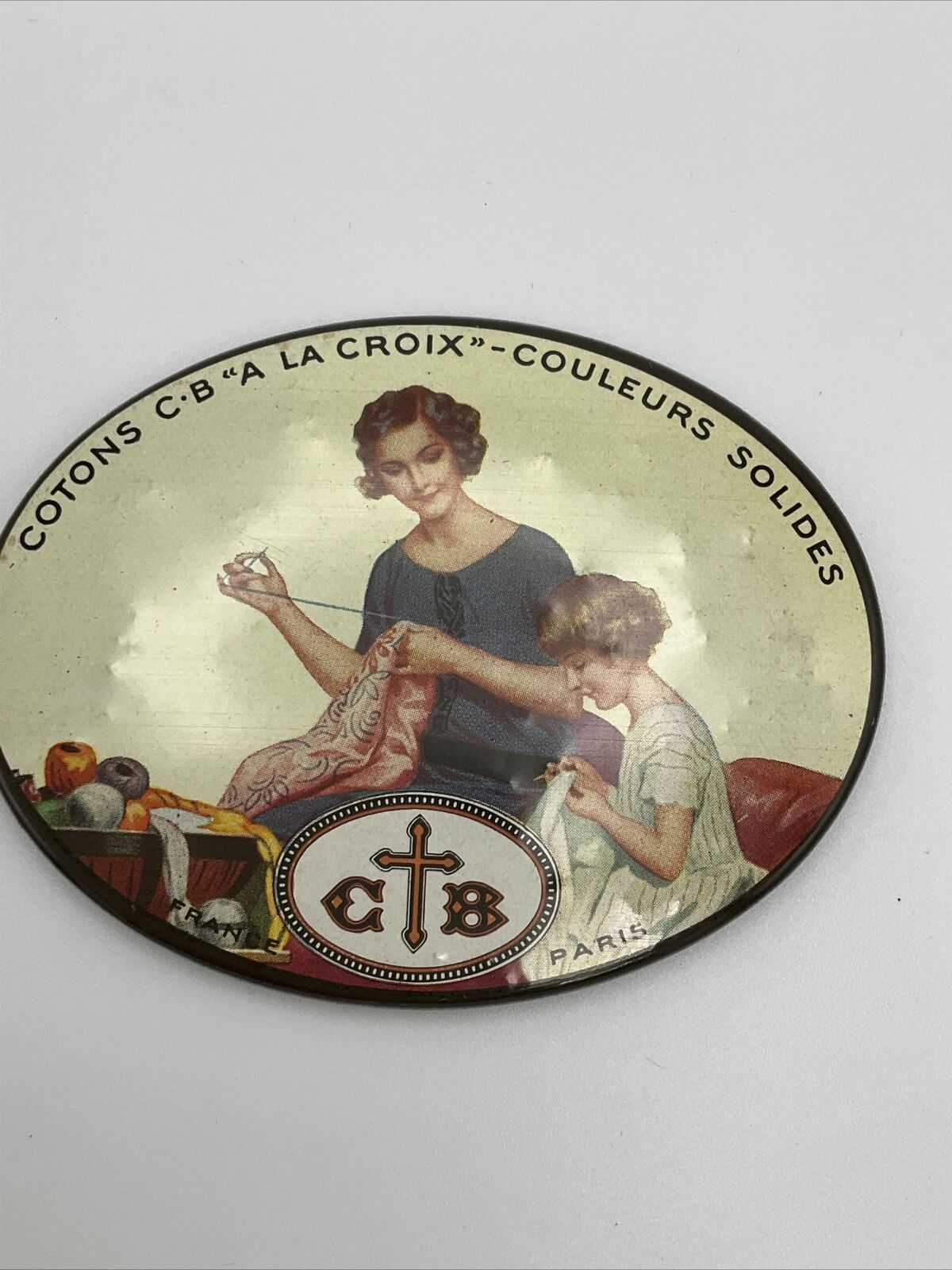 Very Rare Early 1900 French Sewing Threads Advertising Pocket Mirror, Paris