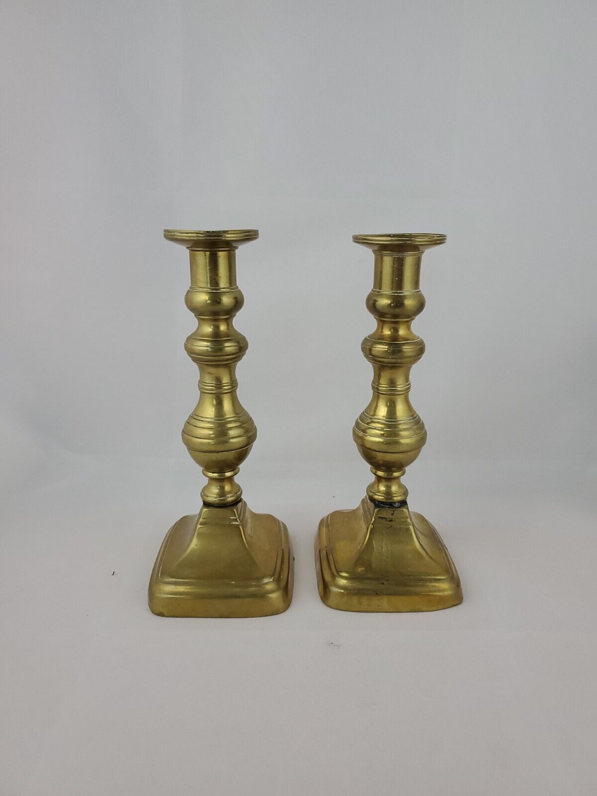Antique 7+"  Brass Pushup Candlestick Beehive Heavy 1700's