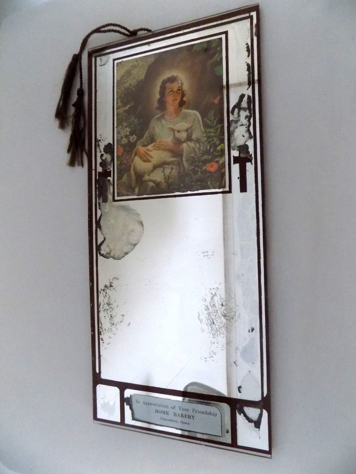 Antique Early 1900s Hone Bakery/Cherokee, Iowa 12 x 5 3/8" Advertising Mirror