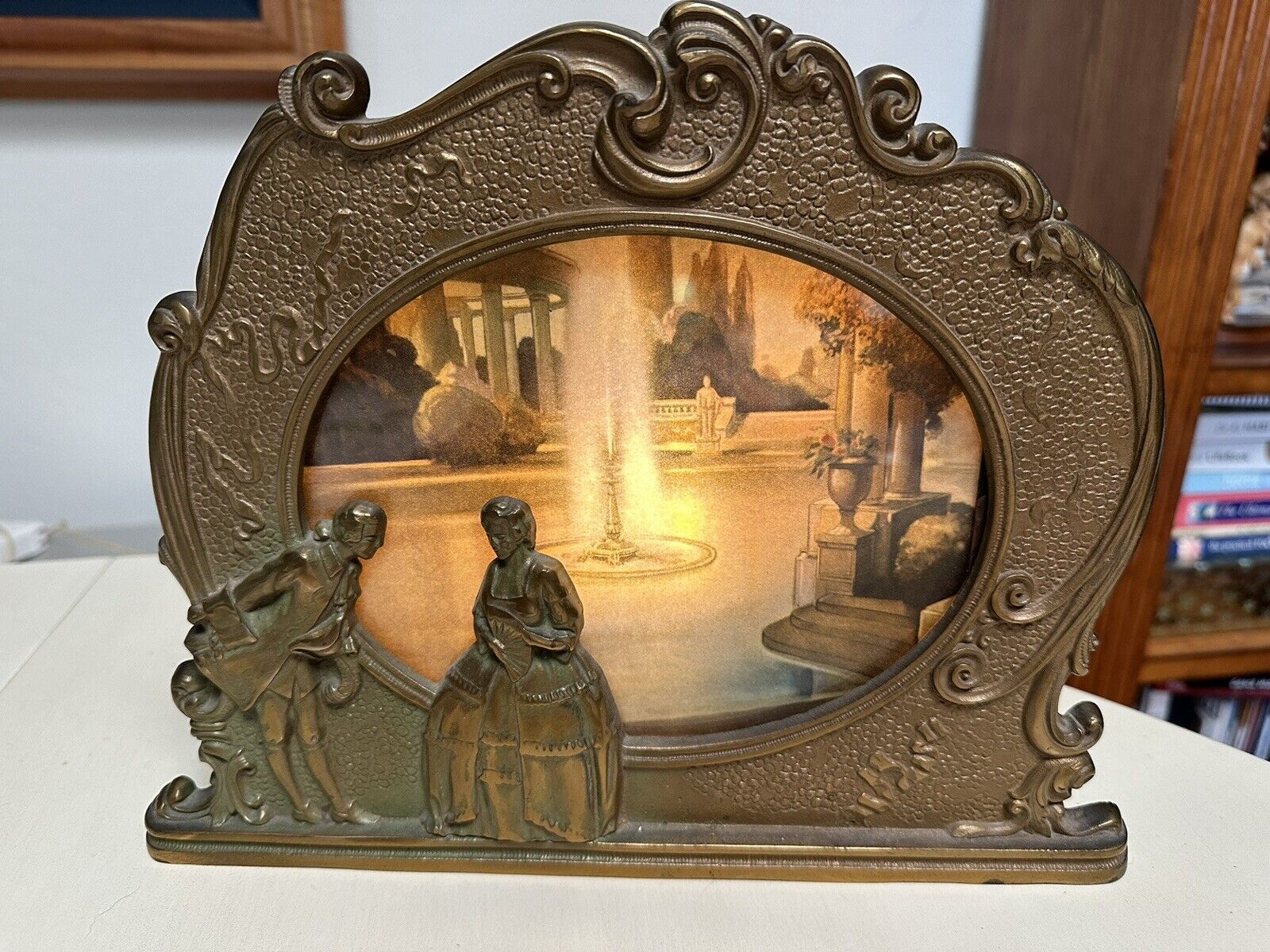 AWESOME  Early 1900’s Antique Vintage Lamp Art Deco Style  Brass? Gold Fancy