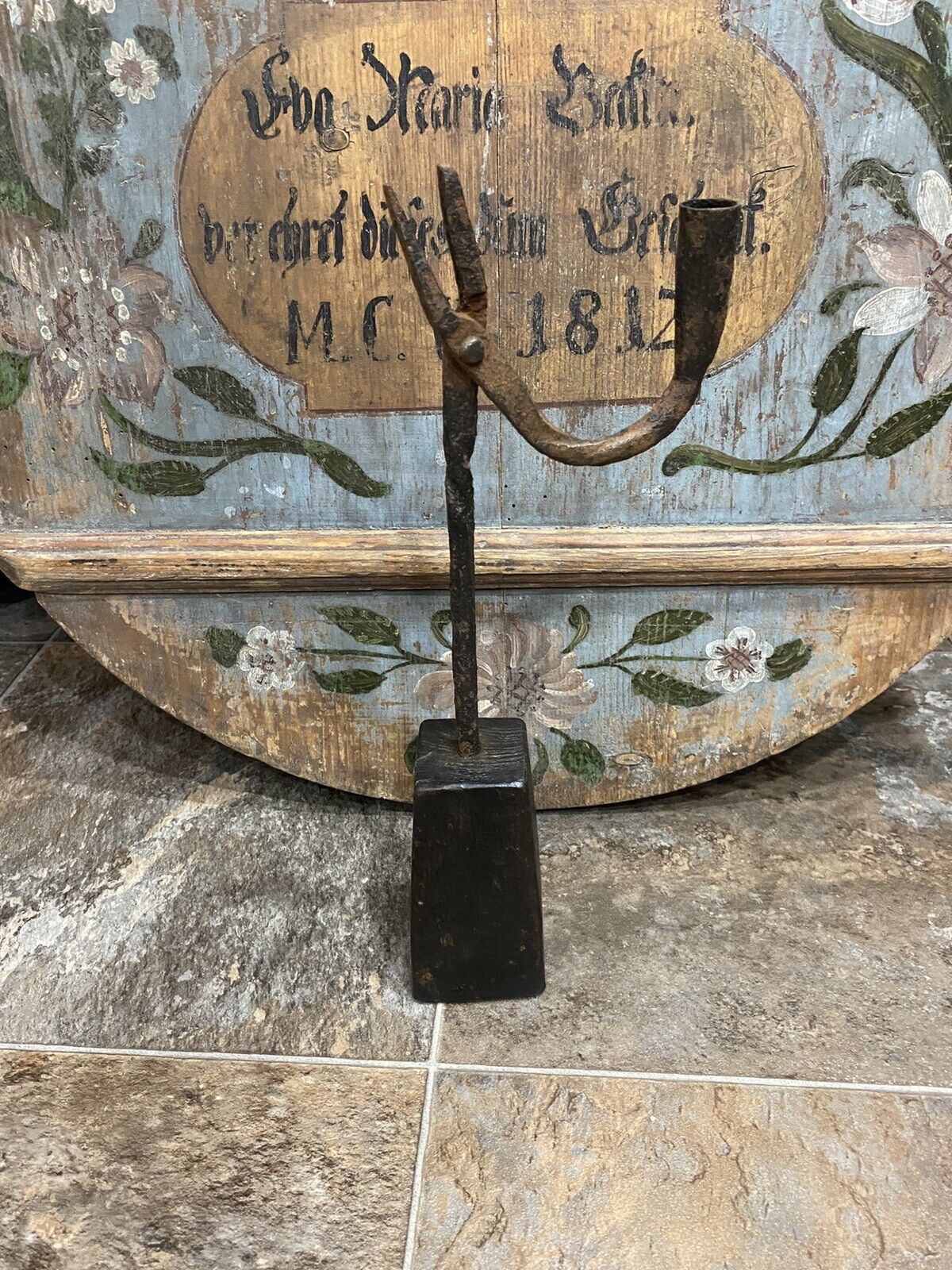 AAFA Primitive 18th Century Candle Holder/Rush Light. Ca. Late 1700’s