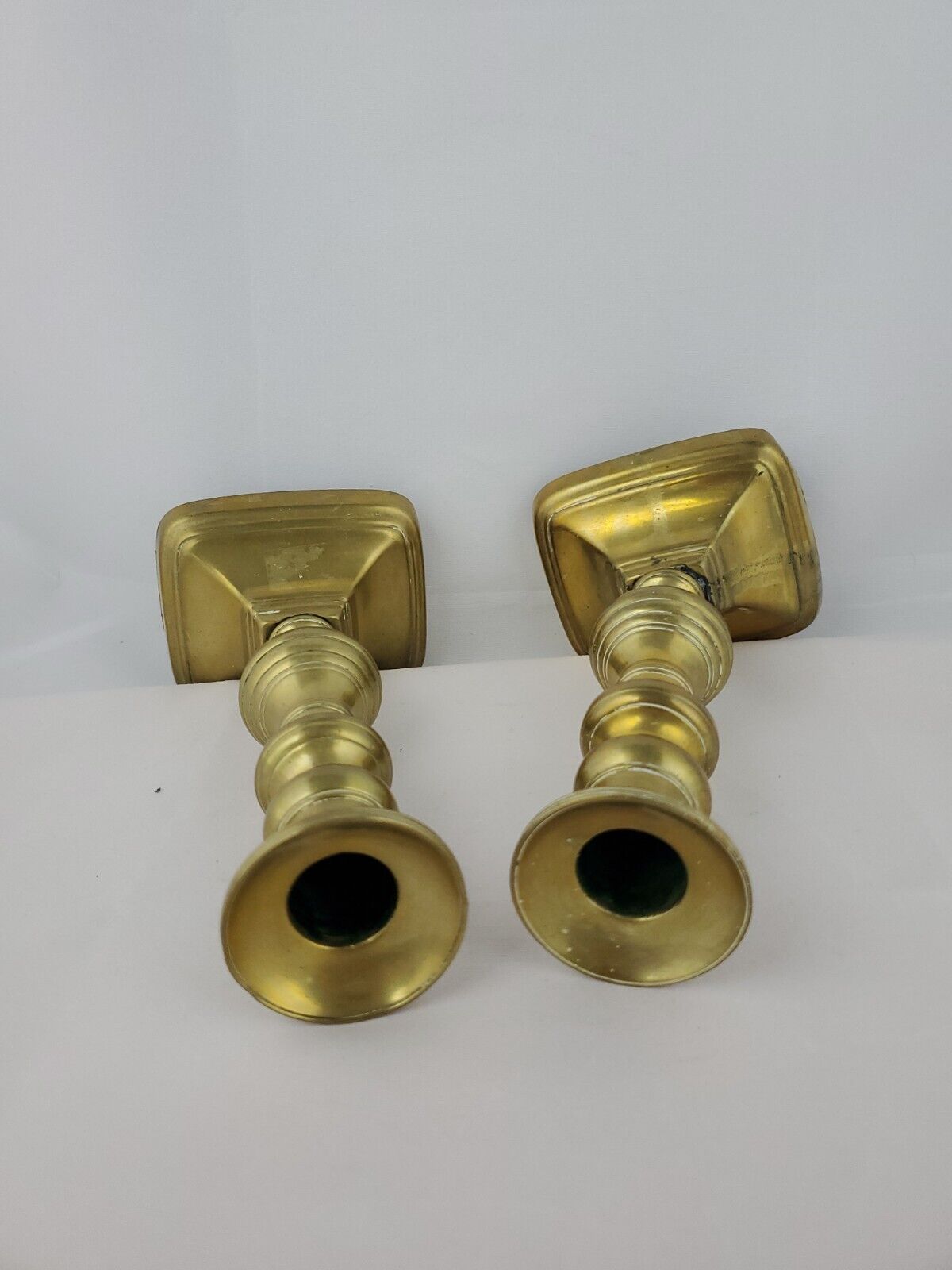 Antique 7+"  Brass Pushup Candlestick Beehive Heavy 1700's