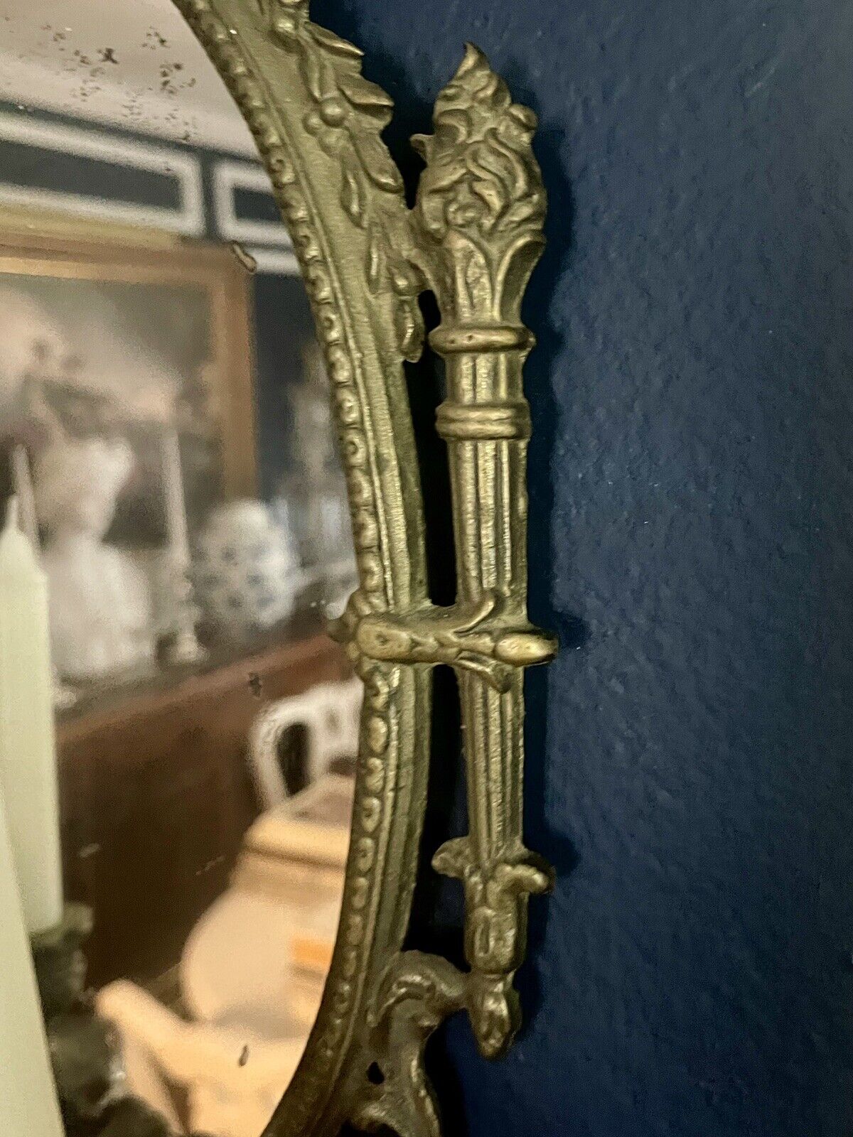 19th Century Pair of Louis Xvi Style Brass Mirror Double Candle Wall Sconces