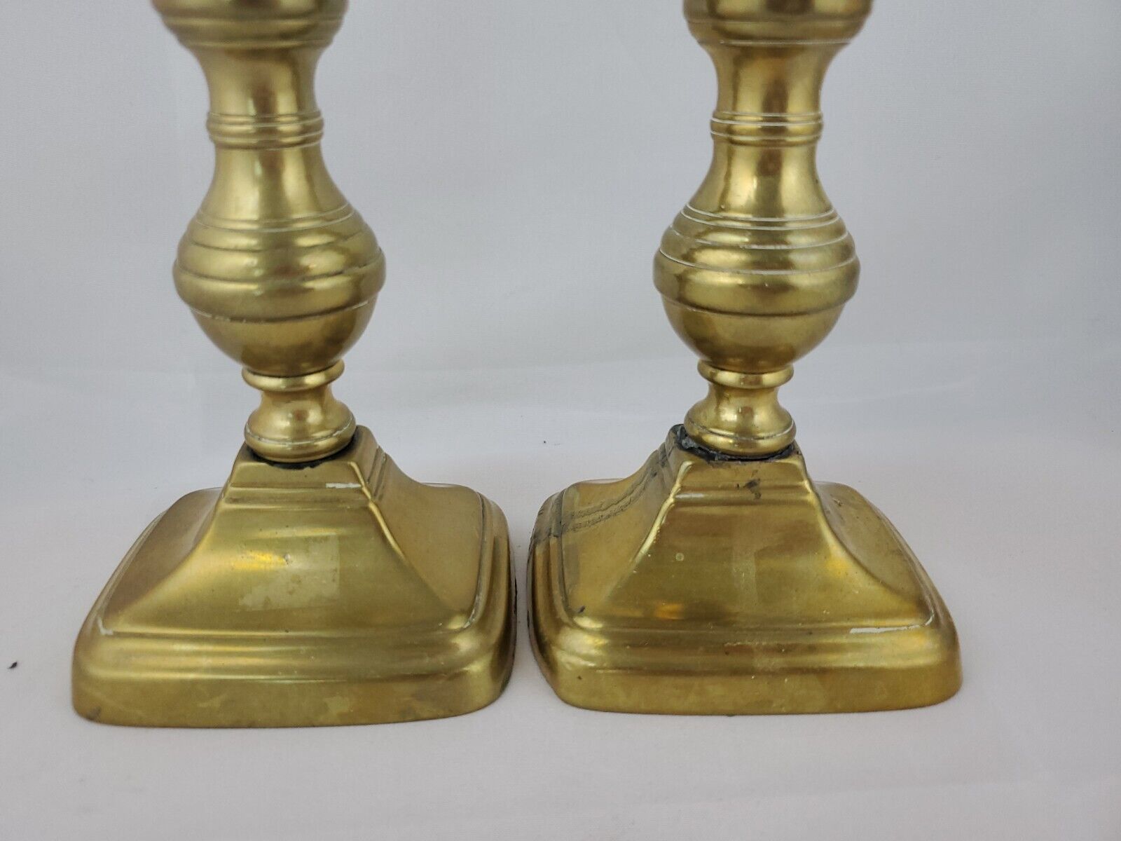 Antique 7+"  Brass Pushup Candlestick Beehive Heavy 1700's