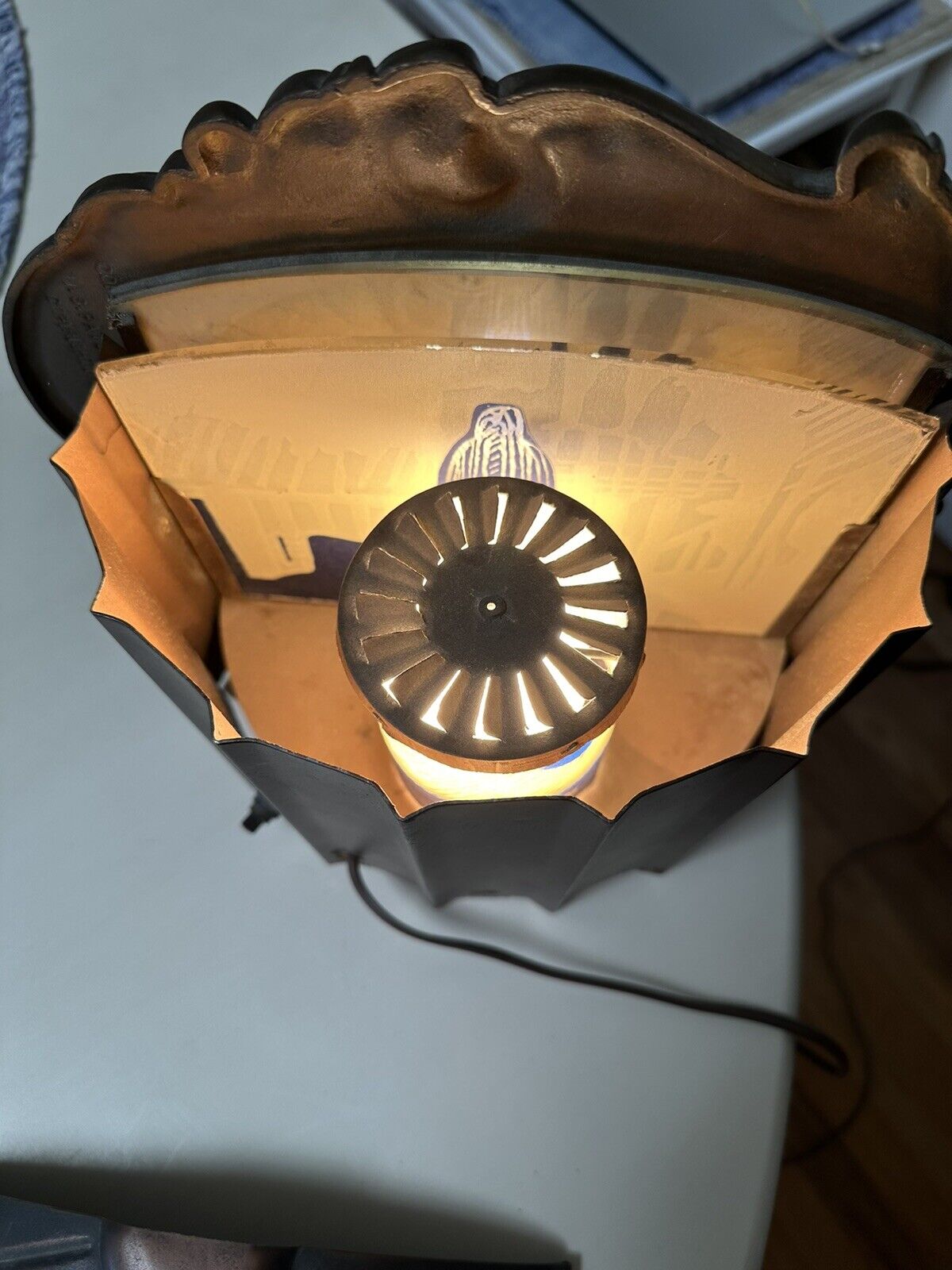 AWESOME  Early 1900’s Antique Vintage Lamp Art Deco Style  Brass? Gold Fancy