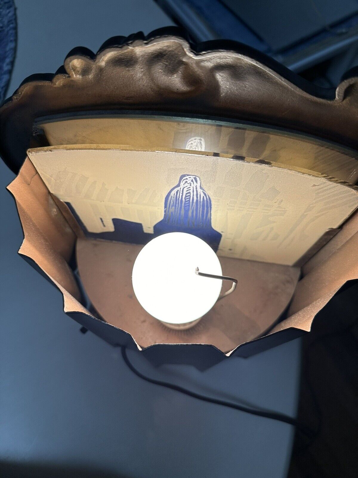 AWESOME  Early 1900’s Antique Vintage Lamp Art Deco Style  Brass? Gold Fancy